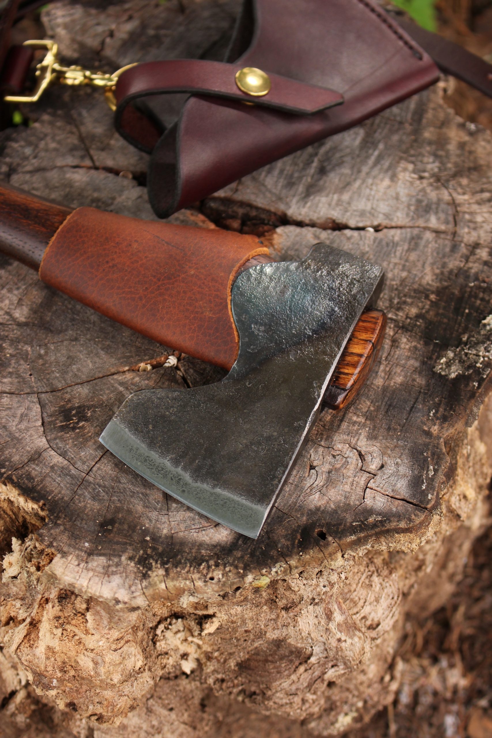 handmade, usa made, usa made axe, hatchet, chopping, wood chopping, outdoor, outdoorsman, survival, backwoodsman, hickory, axe made in america, axes made in the usa, ike bullington, wolf valley forge, valley forge, pack axe, back packing, camping, trail axe, hunting axe, trappers axe, camp axe, bush axe, belt axe, pack axe, leather shoulder rig, chopping axe, leather axe carrier, shoulder sling for axe, carpenter's axe, Wolf Valley Forge, Wolf Valley Forge axe release, Axe Wax, haversack, go bag, man purse, man bag, canvas bag, reenactor, reenacting, Trekker Axe, Axe Life