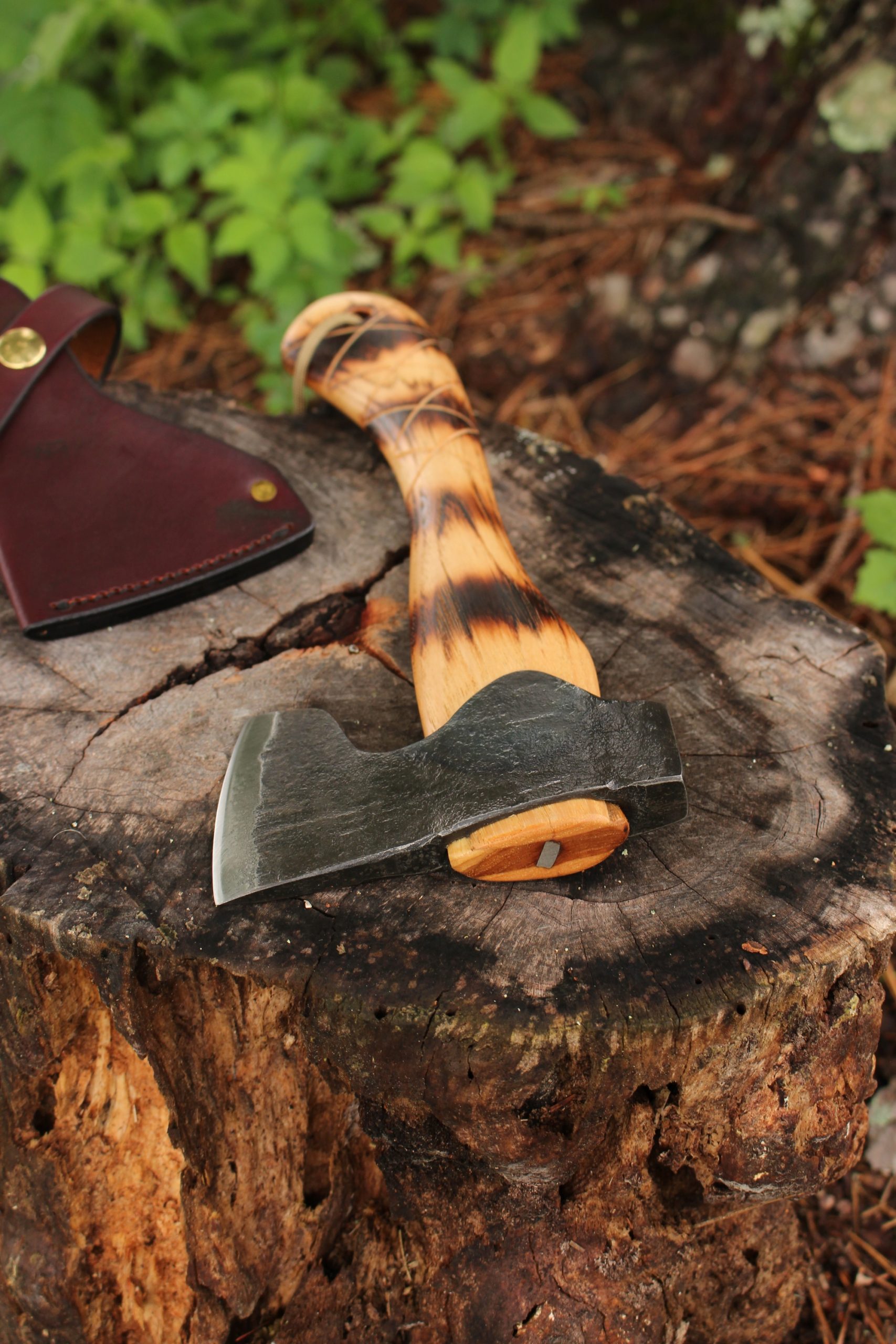 handmade, usa made, usa made axe, hatchet, chopping, wood chopping, outdoor, outdoorsman, survival, backwoodsman, hickory, axe made in america, axes made in the usa, ike bullington, wolf valley forge, valley forge, pack axe, back packing, camping, trail axe, hunting axe, trappers axe, camp axe, bush axe, belt axe, pack axe, leather shoulder rig, chopping axe, leather axe carrier, shoulder sling for axe, carpenter's axe, Wolf Valley Forge, Wolf Valley Forge axe release, Axe Wax, haversack, go bag, man purse, man bag, canvas bag, reenactor, reenacting, Trekker Axe, Axe Life