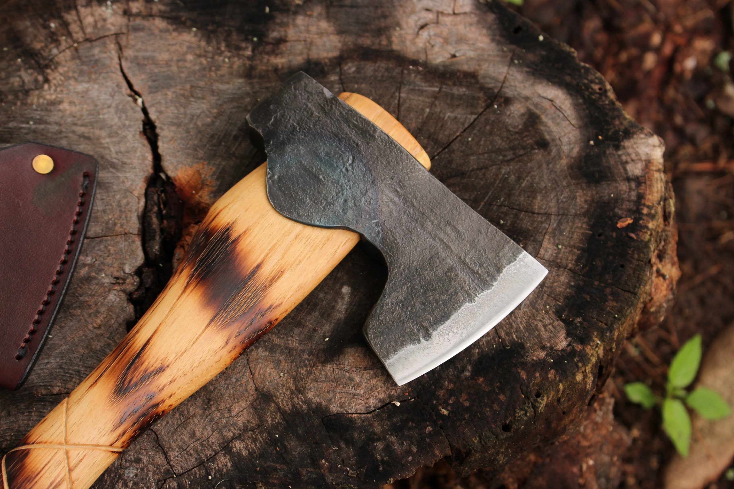 handmade, usa made, usa made axe, hatchet, chopping, wood chopping, outdoor, outdoorsman, survival, backwoodsman, hickory, axe made in america, axes made in the usa, ike bullington, wolf valley forge, valley forge, pack axe, back packing, camping, trail axe, hunting axe, trappers axe, camp axe, bush axe, belt axe, pack axe, leather shoulder rig, chopping axe, leather axe carrier, shoulder sling for axe, carpenter's axe, Wolf Valley Forge, Wolf Valley Forge axe release, Axe Wax, haversack, go bag, man purse, man bag, canvas bag, reenactor, reenacting, Trekker Axe, Axe Life