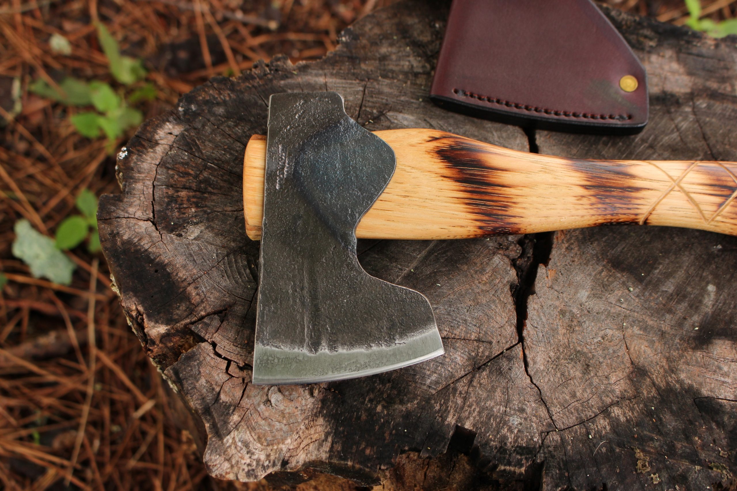 handmade, usa made, usa made axe, hatchet, chopping, wood chopping, outdoor, outdoorsman, survival, backwoodsman, hickory, axe made in america, axes made in the usa, ike bullington, wolf valley forge, valley forge, pack axe, back packing, camping, trail axe, hunting axe, trappers axe, camp axe, bush axe, belt axe, pack axe, leather shoulder rig, chopping axe, leather axe carrier, shoulder sling for axe, carpenter's axe, Wolf Valley Forge, Wolf Valley Forge axe release, Axe Wax, haversack, go bag, man purse, man bag, canvas bag, reenactor, reenacting, Trekker Axe, Axe Life