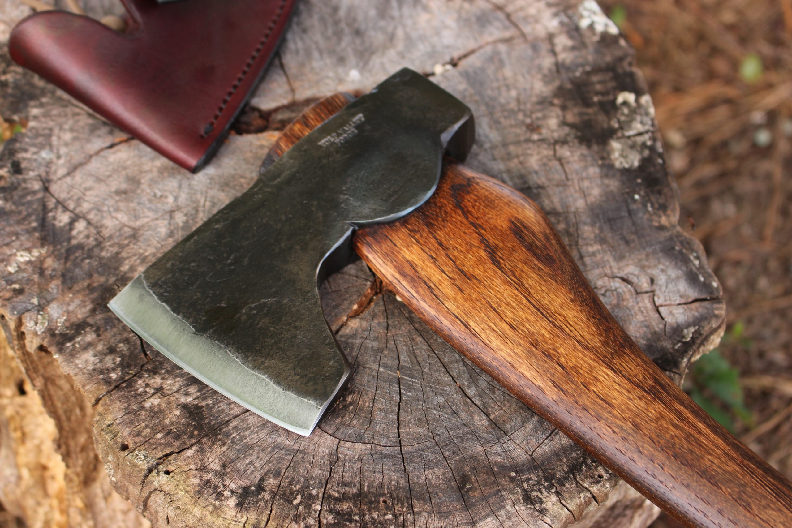handmade, usa made, usa made axe, hatchet, chopping, wood chopping, outdoor, outdoorsman, survival, backwoodsman, hickory, axe made in america, axes made in the usa, ike bullington, wolf valley forge, valley forge, pack axe, back packing, camping, trail axe, hunting axe, trappers axe, camp axe, bush axe, belt axe, pack axe, leather shoulder rig, chopping axe, leather axe carrier, shoulder sling for axe, carpenter's axe, Wolf Valley Forge, Wolf Valley Forge axe release, Axe Wax, haversack, go bag, man purse, man bag, canvas bag, reenactor, reenacting, Trekker Axe, Axe Life