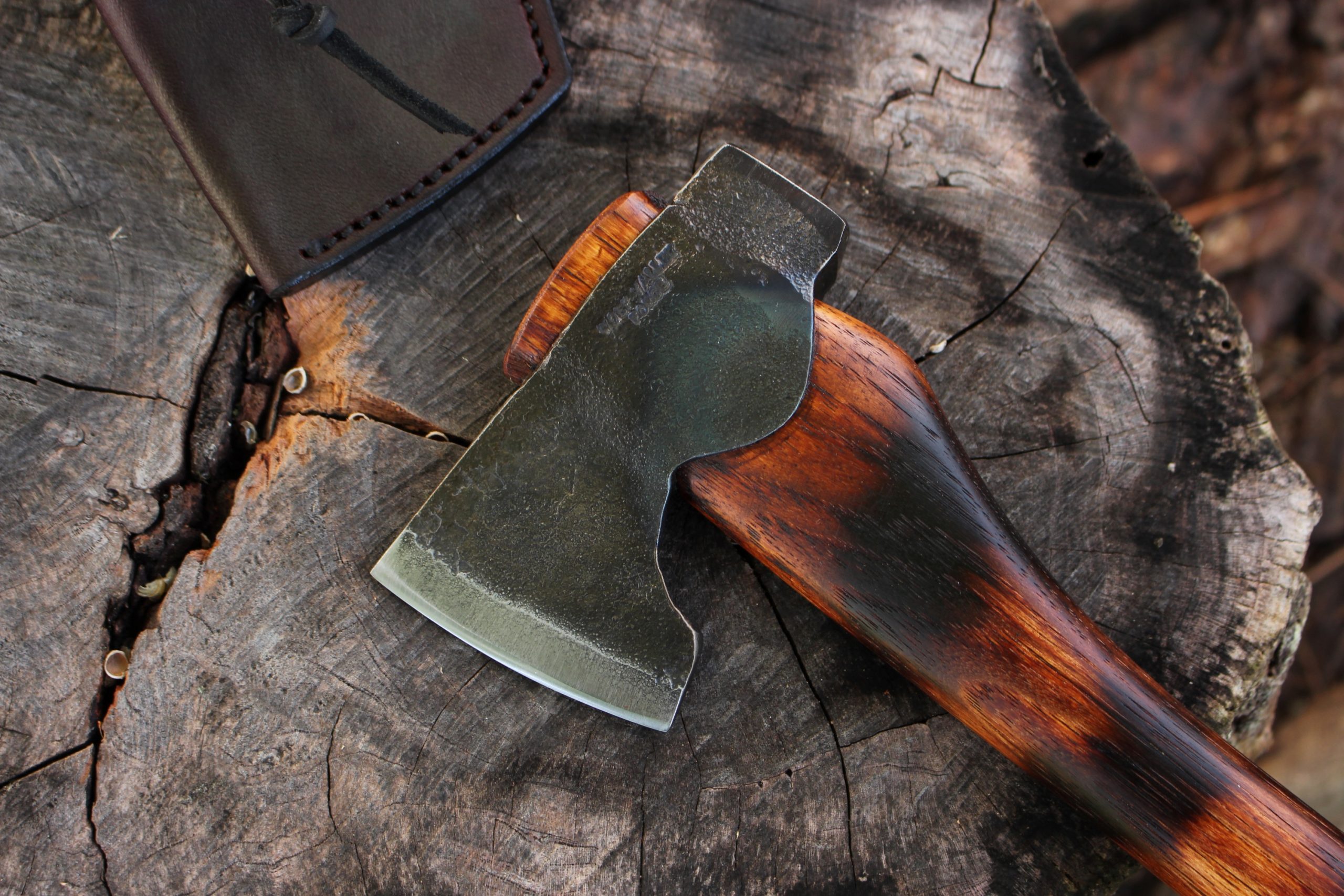handmade, usa made, usa made axe, hatchet, chopping, wood chopping, outdoor, outdoorsman, survival, backwoodsman, hickory, axe made in amera, axes made in the usa, ike bullington, wolf valley forge, valley forge, pack axe, back packing, camping, trail axe, hunting axe, trappers axe, camp axe, bush axe, belt axe, pack axe, leather shoulder rig, chopping axe, leather axe carrier, shoulder sling for axe, Carpenter's Axe, New Wolf Valley Forge Axe Release, WVF