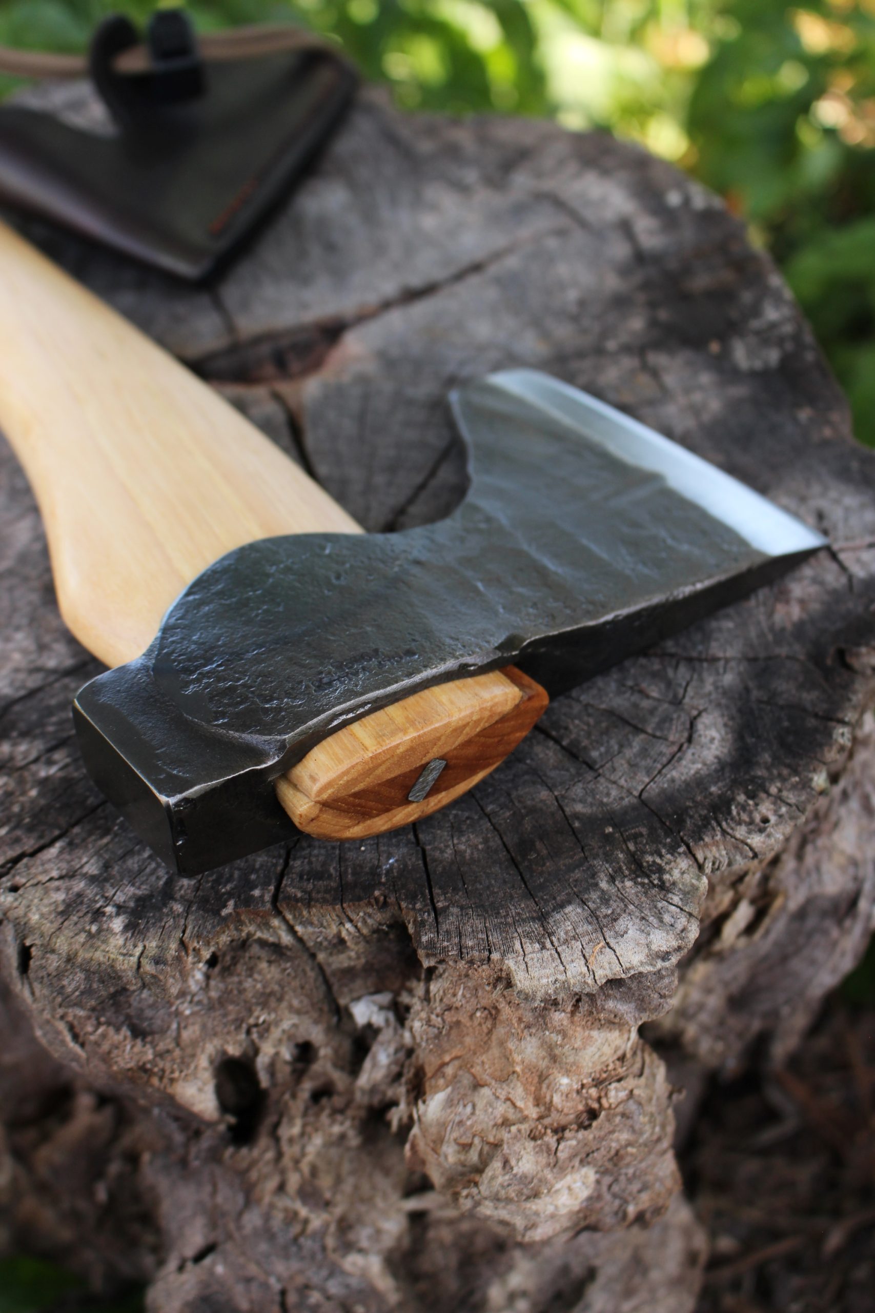 handmade, usa made, usa made axe, hatchet, chopping, wood chopping, outdoor, outdoorsman, survival, backwoodsman, hickory, axe made in amera, axes made in the usa, ike bullington, wolf valley forge, valley forge, pack axe, back packing, camping, trail axe, hunting axe, trappers axe, camp axe, bush axe, belt axe, pack axe, leather shoulder rig, chopping axe, leather axe carrier, shoulder sling for axe, Carpenter's Axe, New Wolf Valley Forge Axe Release, WVF