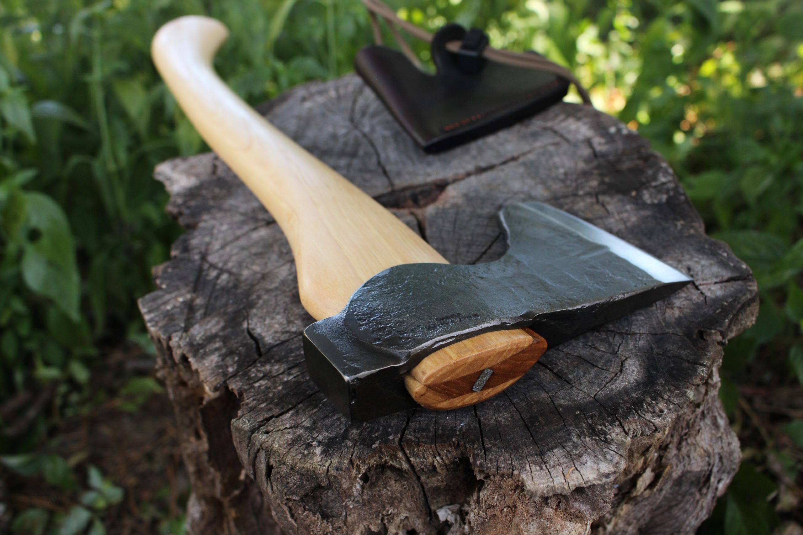 handmade, usa made, usa made axe, hatchet, chopping, wood chopping, outdoor, outdoorsman, survival, backwoodsman, hickory, axe made in amera, axes made in the usa, ike bullington, wolf valley forge, valley forge, pack axe, back packing, camping, trail axe, hunting axe, trappers axe, camp axe, bush axe, belt axe, pack axe, leather shoulder rig, chopping axe, leather axe carrier, shoulder sling for axe, Carpenter's Axe, New Wolf Valley Forge Axe Release, WVF