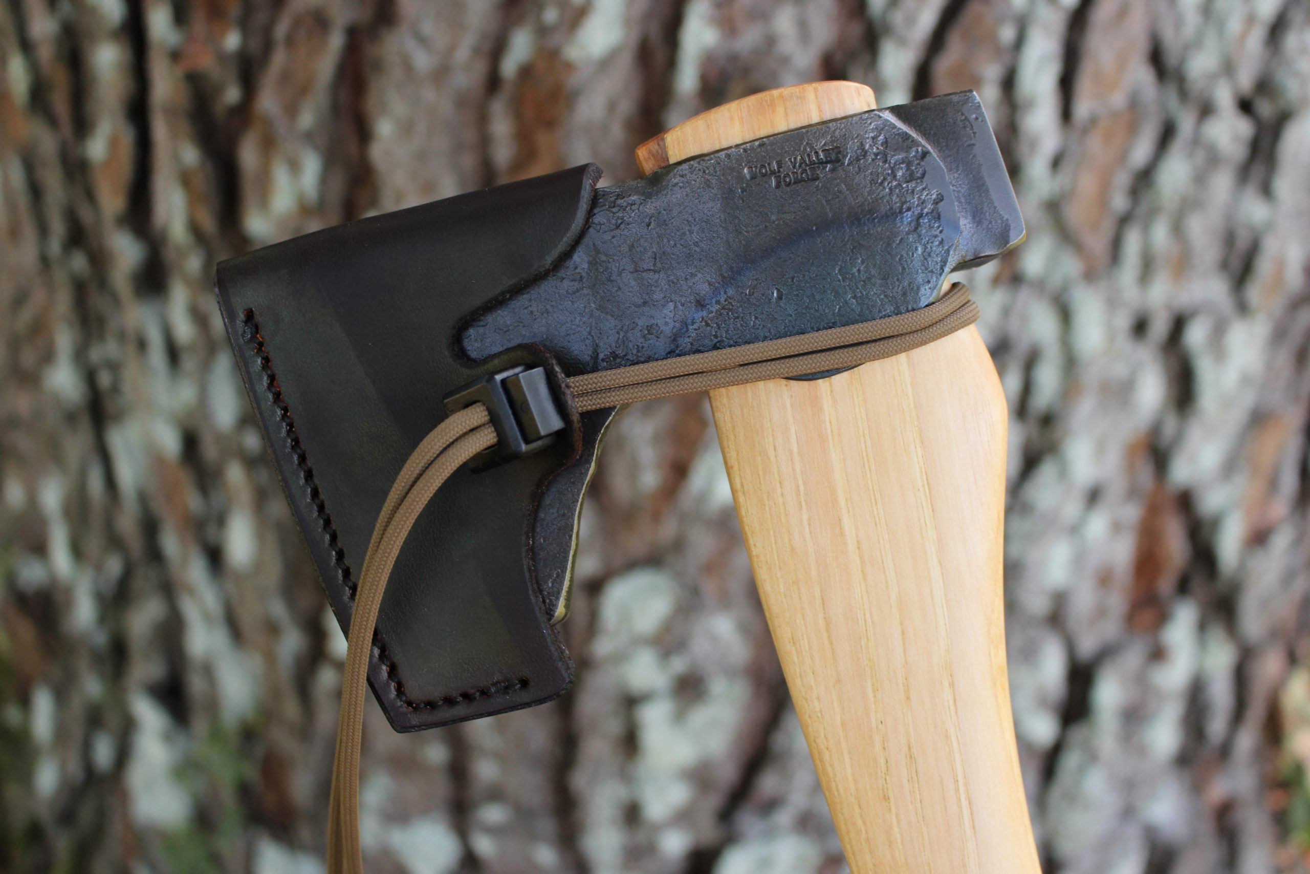 handmade, usa made, usa made axe, hatchet, chopping, wood chopping, outdoor, outdoorsman, survival, backwoodsman, hickory, axe made in amera, axes made in the usa, ike bullington, wolf valley forge, valley forge, pack axe, back packing, camping, trail axe, hunting axe, trappers axe, camp axe, bush axe, belt axe, pack axe, leather shoulder rig, chopping axe, leather axe carrier, shoulder sling for axe, Carpenter's Axe, New Wolf Valley Forge Axe Release, WVF