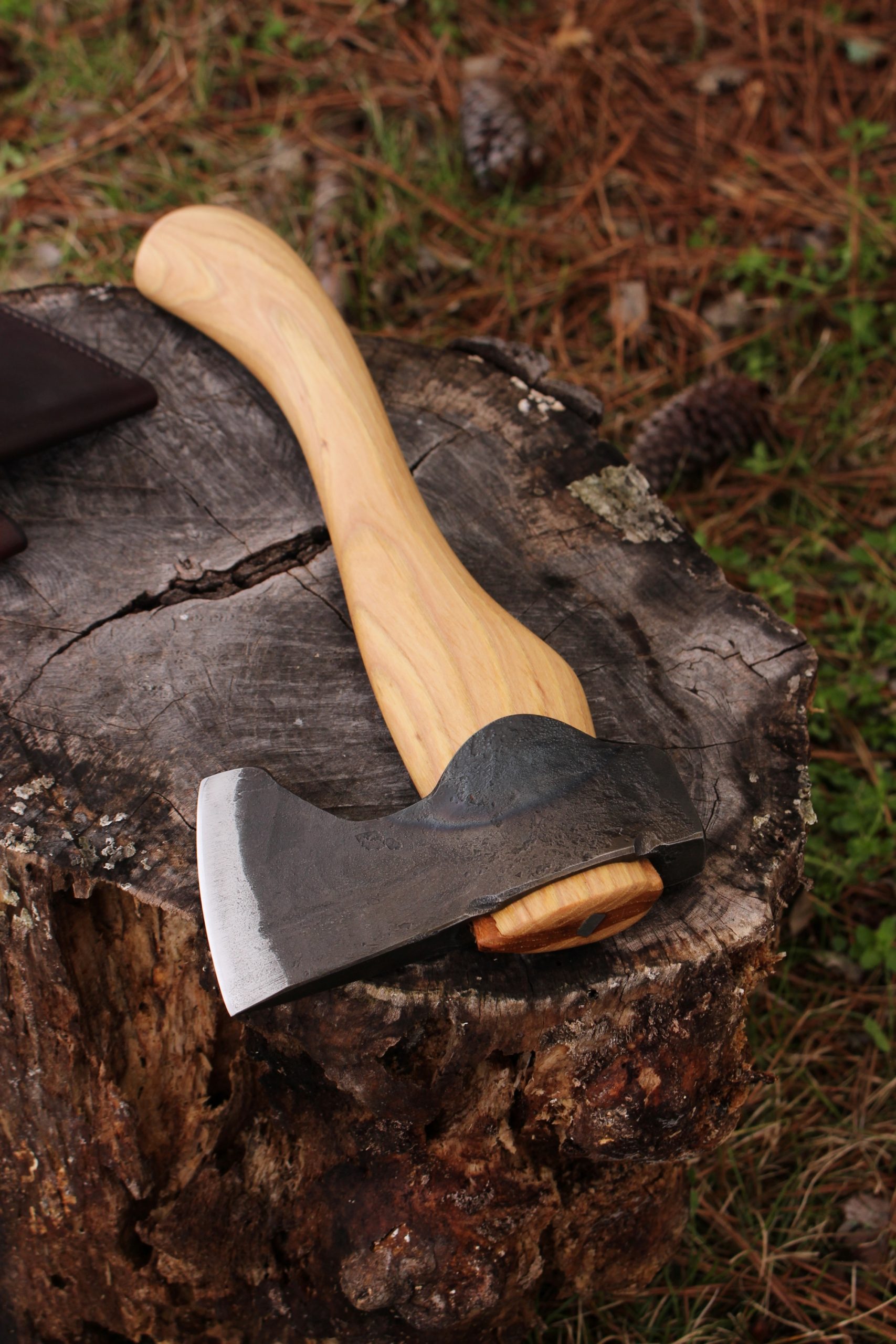 handmade, usa made, usa made axe, hatchet, chopping, wood chopping, outdoor, outdoorsman, survival, backwoodsman, hickory, axe made in america, axes made in the usa, ike bullington, wolf valley forge, valley forge, pack axe, back packing, camping, trail axe, hunting axe, trappers axe, camp axe, bush axe, belt axe, pack axe, leather shoulder rig, chopping axe, leather axe carrier, shoulder sling for axe, carpenter's axe, Wolf Valley Forge, Wolf Valley Forge axe release, Axe Wax, haversack, go back, man purse, man bag, canvas bag, reenactor, reenacting