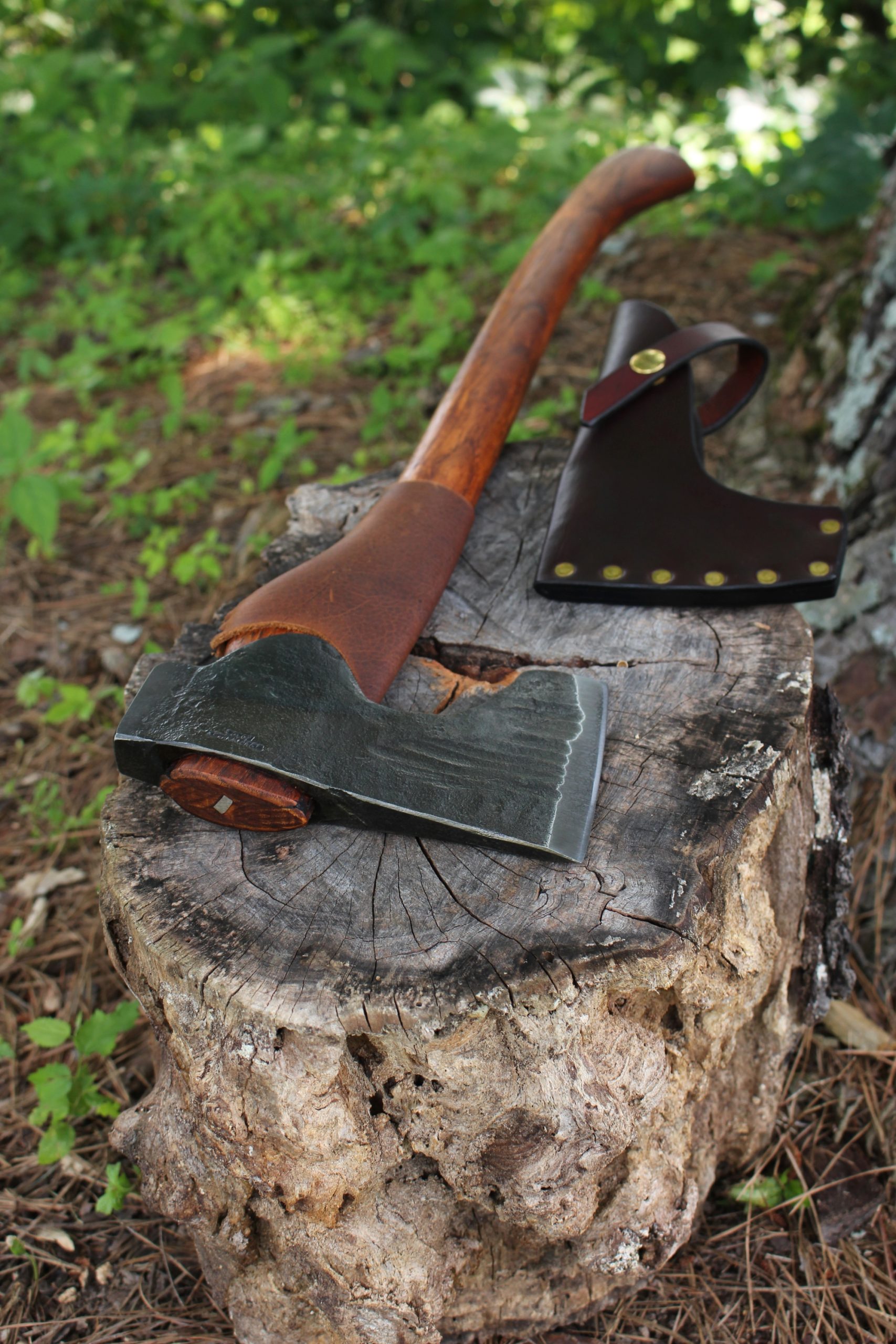 handmade, usa made, usa made axe, hatchet, chopping, wood chopping, outdoor, outdoorsman, survival, backwoodsman, hickory, axe made in america, axes made in the usa, ike bullington, wolf valley forge, valley forge, pack axe, back packing, camping, trail axe, hunting axe, trappers axe, camp axe, bush axe, belt axe, pack axe, leather shoulder rig, chopping axe, leather axe carrier, shoulder sling for axe, carpenter's axe, Wolf Valley Forge, Wolf Valley Forge axe release, Axe Wax, haversack, go back, man purse, man bag, canvas bag, reenactor, reenacting, Trekker Axe