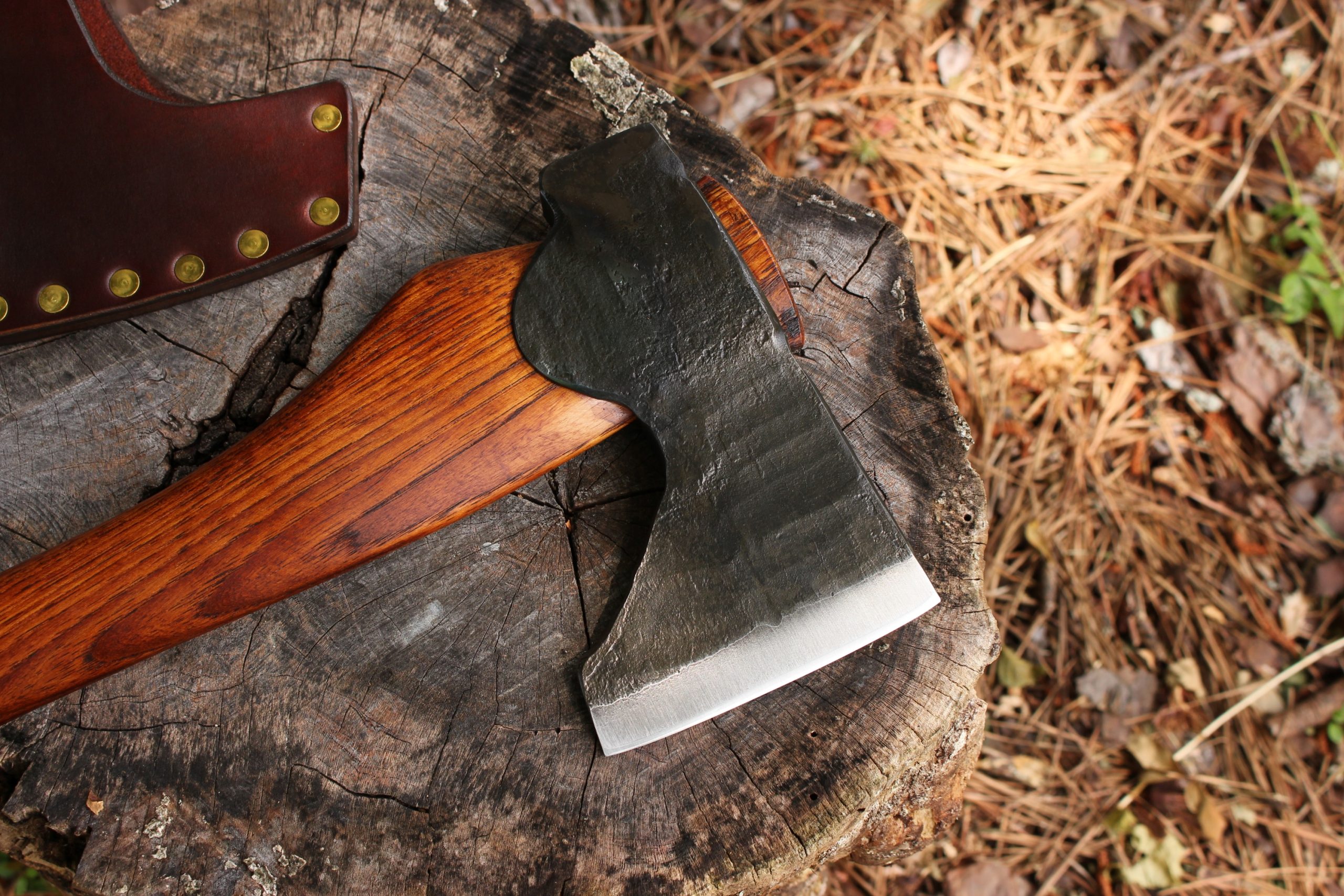 handmade, usa made, usa made axe, hatchet, chopping, wood chopping, outdoor, outdoorsman, survival, backwoodsman, hickory, axe made in amera, axes made in the usa, ike bullington, wolf valley forge, valley forge, pack axe, back packing, camping, trail axe, hunting axe, trappers axe, camp axe, bush axe, belt axe, pack axe, leather shoulder rig, chopping axe, leather axe carrier, shoulder sling for axe, Carpenter's Axe, New Wolf Valley Forge Axe Release, WVF