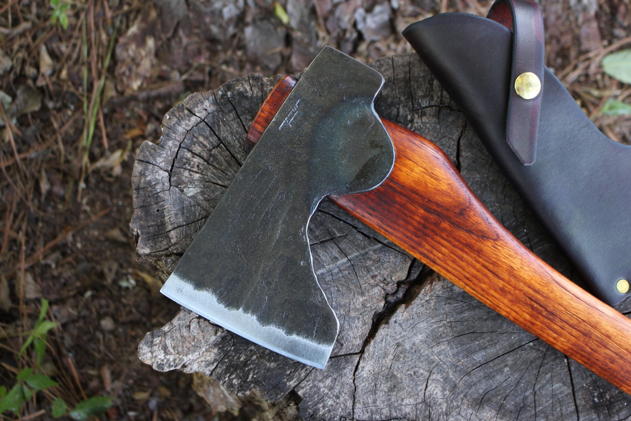 handmade, usa made, usa made axe, hatchet, chopping, wood chopping, outdoor, outdoorsman, survival, backwoodsman, hickory, axe made in amera, axes made in the usa, ike bullington, wolf valley forge, valley forge, pack axe, back packing, camping, trail axe, hunting axe, trappers axe, camp axe, bush axe, belt axe, pack axe, leather shoulder rig, chopping axe, leather axe carrier, shoulder sling for axe, Carpenter's Axe, New Wolf Valley Forge Axe Release, WVF