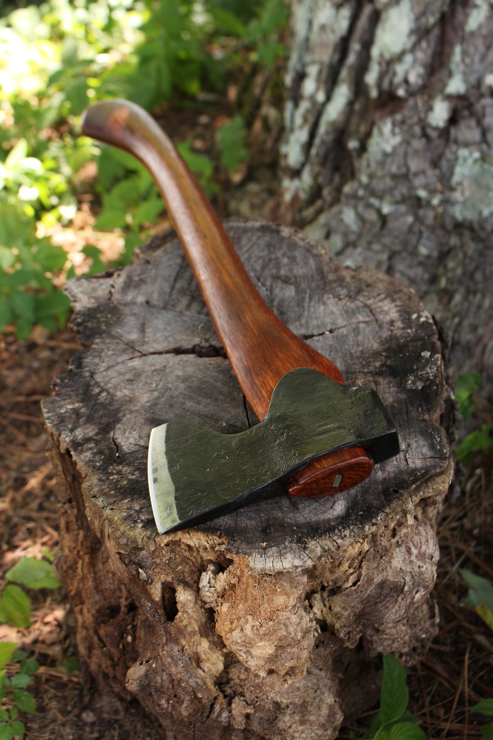 handmade, usa made, usa made axe, hatchet, chopping, wood chopping, outdoor, outdoorsman, survival, backwoodsman, hickory, axe made in america, axes made in the usa, ike bullington, wolf valley forge, valley forge, pack axe, back packing, camping, trail axe, hunting axe, trappers axe, camp axe, bush axe, belt axe, pack axe, leather shoulder rig, chopping axe, leather axe carrier, shoulder sling for axe, carpenter's axe, Wolf Valley Forge, Wolf Valley Forge axe release