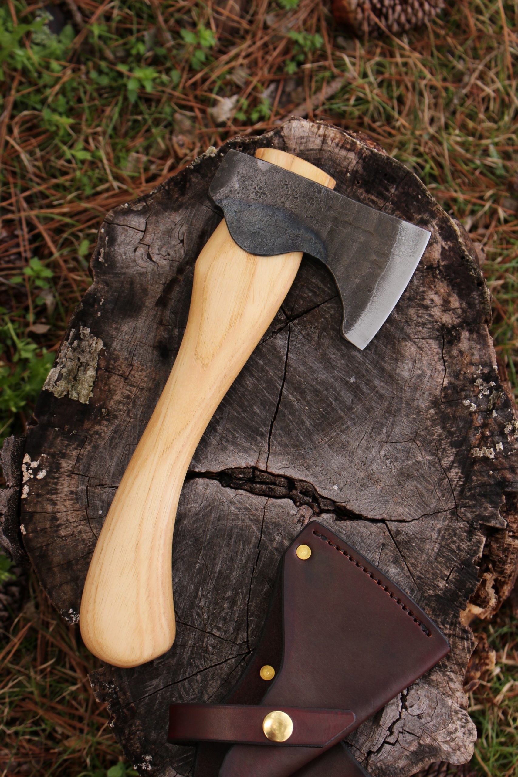 handmade, usa made, usa made axe, hatchet, chopping, wood chopping, outdoor, outdoorsman, survival, backwoodsman, hickory, axe made in america, axes made in the usa, ike bullington, wolf valley forge, valley forge, pack axe, back packing, camping, trail axe, hunting axe, trappers axe, camp axe, bush axe, belt axe, pack axe, leather shoulder rig, chopping axe, leather axe carrier, shoulder sling for axe, carpenter's axe, Wolf Valley Forge, Wolf Valley Forge axe release, Axe Wax, haversack, go back, man purse, man bag, canvas bag, reenactor, reenacting