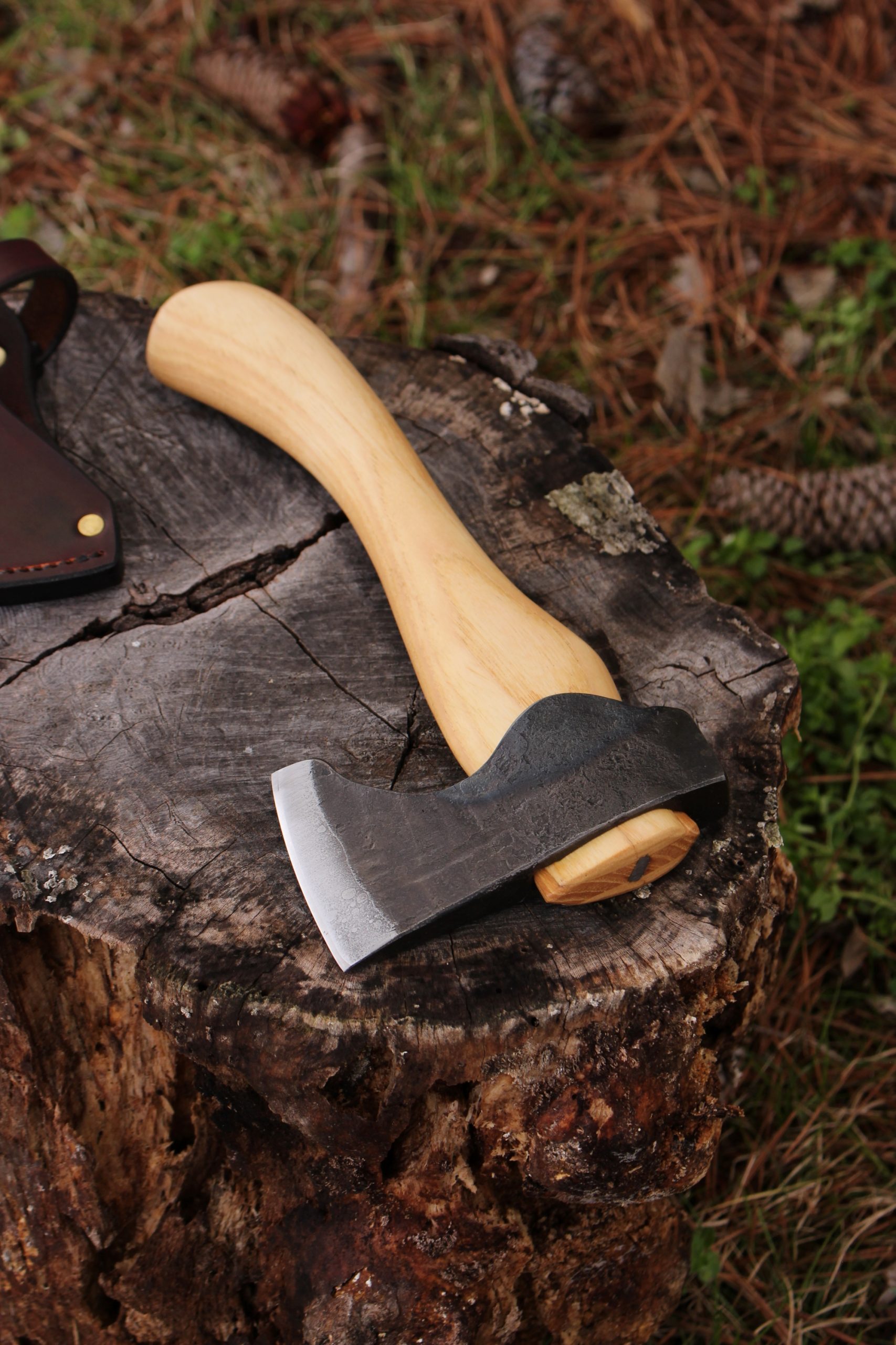 handmade, usa made, usa made axe, hatchet, chopping, wood chopping, outdoor, outdoorsman, survival, backwoodsman, hickory, axe made in america, axes made in the usa, ike bullington, wolf valley forge, valley forge, pack axe, back packing, camping, trail axe, hunting axe, trappers axe, camp axe, bush axe, belt axe, pack axe, leather shoulder rig, chopping axe, leather axe carrier, shoulder sling for axe, carpenter's axe, Wolf Valley Forge, Wolf Valley Forge axe release, Axe Wax, haversack, go back, man purse, man bag, canvas bag, reenactor, reenacting
