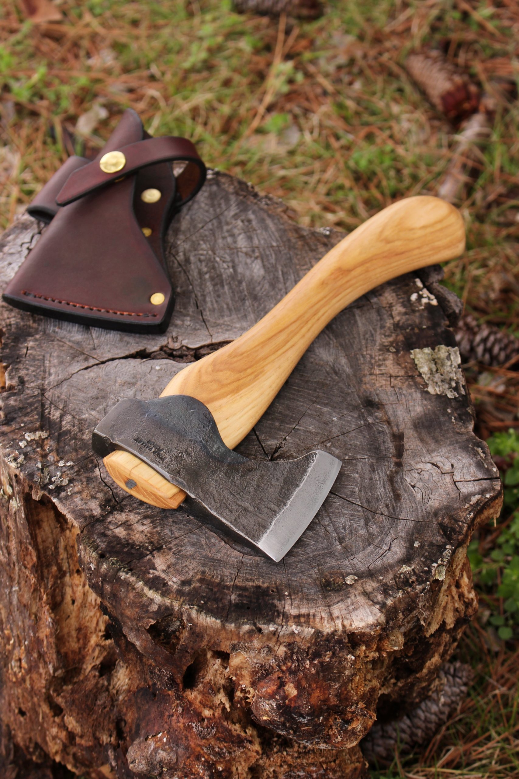 handmade, usa made, usa made axe, hatchet, chopping, wood chopping, outdoor, outdoorsman, survival, backwoodsman, hickory, axe made in america, axes made in the usa, ike bullington, wolf valley forge, valley forge, pack axe, back packing, camping, trail axe, hunting axe, trappers axe, camp axe, bush axe, belt axe, pack axe, leather shoulder rig, chopping axe, leather axe carrier, shoulder sling for axe, carpenter's axe, Wolf Valley Forge, Wolf Valley Forge axe release, Axe Wax, haversack, go back, man purse, man bag, canvas bag, reenactor, reenacting