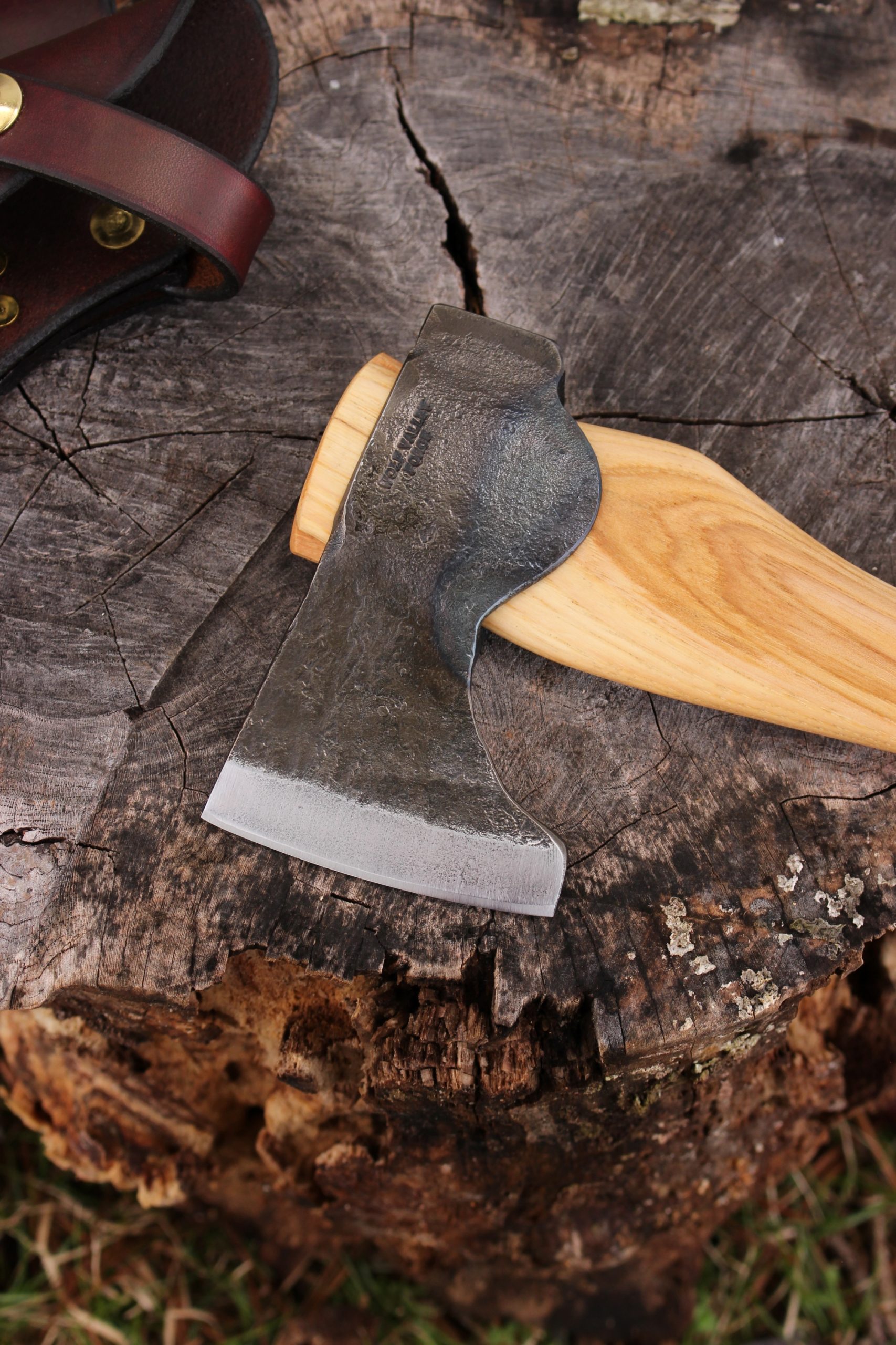 handmade, usa made, usa made axe, hatchet, chopping, wood chopping, outdoor, outdoorsman, survival, backwoodsman, hickory, axe made in america, axes made in the usa, ike bullington, wolf valley forge, valley forge, pack axe, back packing, camping, trail axe, hunting axe, trappers axe, camp axe, bush axe, belt axe, pack axe, leather shoulder rig, chopping axe, leather axe carrier, shoulder sling for axe, carpenter's axe, Wolf Valley Forge, Wolf Valley Forge axe release, Axe Wax, haversack, go back, man purse, man bag, canvas bag, reenactor, reenacting