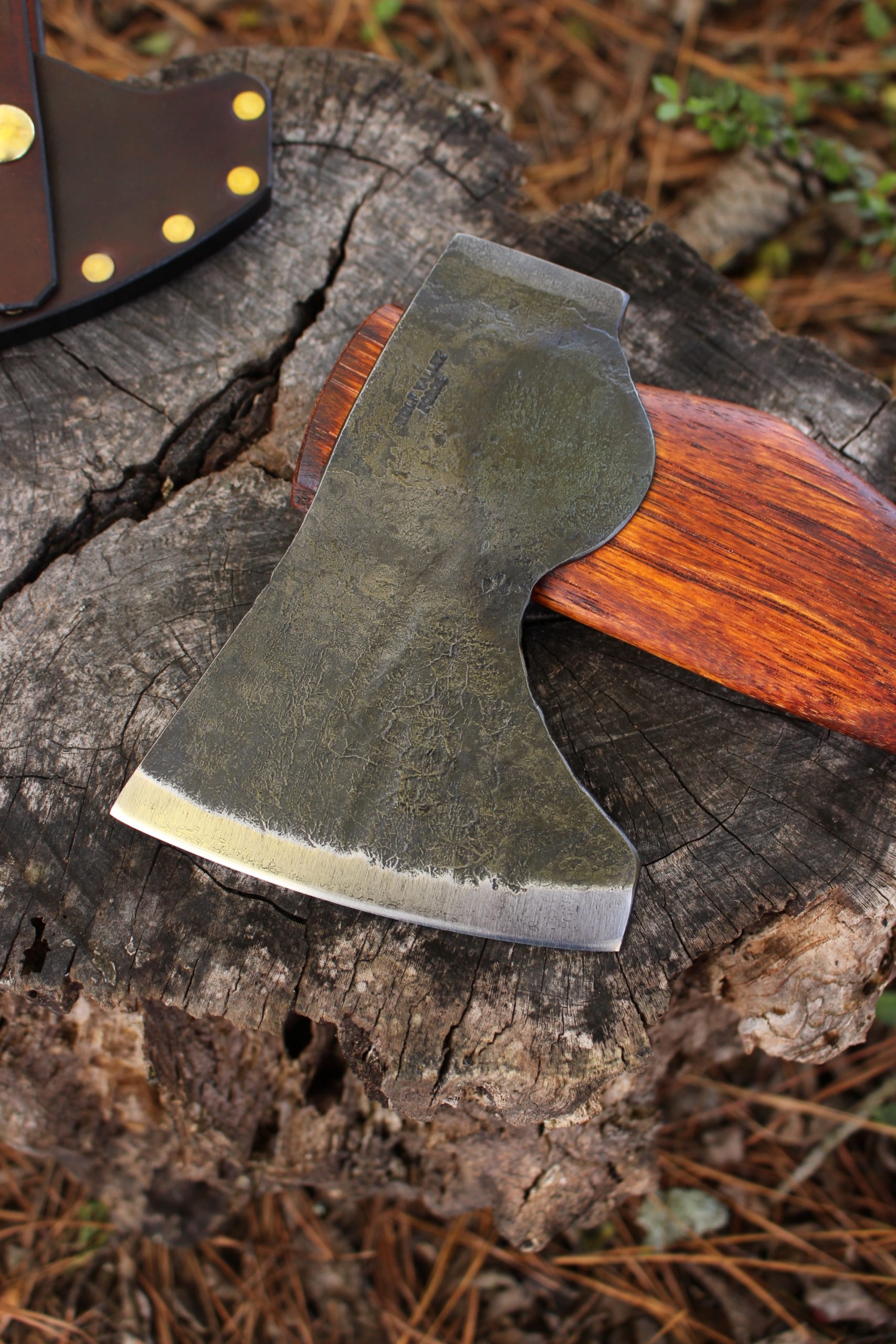 handmade, usa made, usa made axe, hatchet, chopping, wood chopping, outdoor, outdoorsman, survival, backwoodsman, hickory, axe made in america, axes made in the usa, ike bullington, wolf valley forge, valley forge, pack axe, back packing, camping, trail axe, hunting axe, trappers axe, camp axe, bush axe, belt axe, pack axe, leather shoulder rig, chopping axe, leather axe carrier, shoulder sling for axe, carpenter's axe, Wolf Valley Forge, Wolf Valley Forge axe release, Axe Wax, haversack, go back, man purse, man bag, canvas bag, reenactor, reenacting