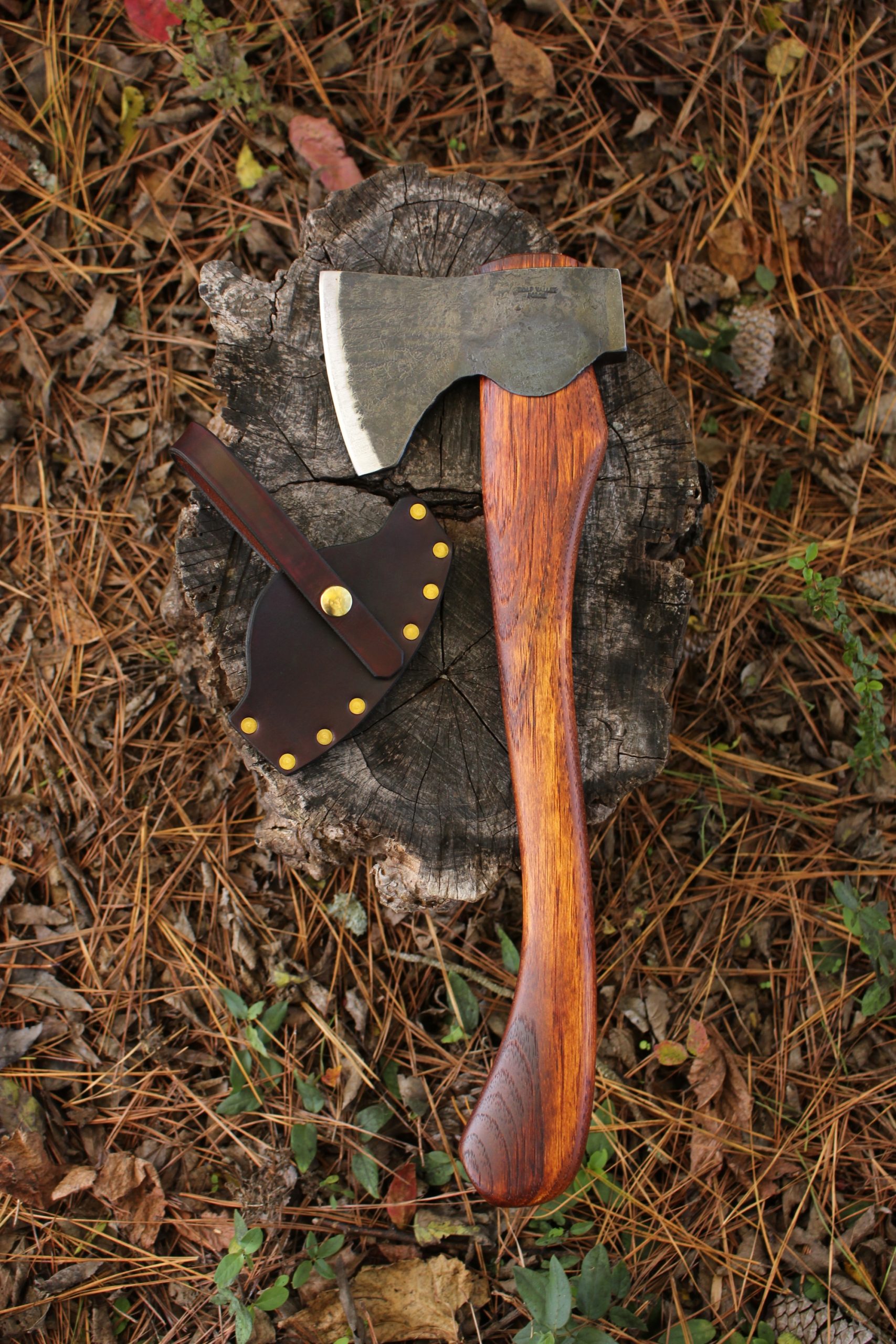 handmade, usa made, usa made axe, hatchet, chopping, wood chopping, outdoor, outdoorsman, survival, backwoodsman, hickory, axe made in america, axes made in the usa, ike bullington, wolf valley forge, valley forge, pack axe, back packing, camping, trail axe, hunting axe, trappers axe, camp axe, bush axe, belt axe, pack axe, leather shoulder rig, chopping axe, leather axe carrier, shoulder sling for axe, carpenter's axe, Wolf Valley Forge, Wolf Valley Forge axe release, Axe Wax, haversack, go back, man purse, man bag, canvas bag, reenactor, reenacting