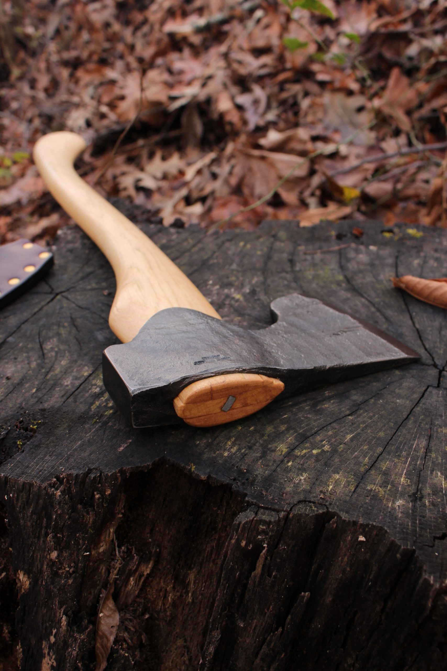 handmade, usa made, usa made axe, hatchet, chopping, wood chopping, outdoor, outdoorsman, survival, backwoodsman, hickory, axe made in america, axes made in the usa, ike bullington, wolf valley forge, valley forge, pack axe, back packing, camping, trail axe, hunting axe, trappers axe, camp axe, bush axe, belt axe, pack axe, leather shoulder rig, chopping axe, leather axe carrier, shoulder sling for axe, carpenter's axe, Wolf Valley Forge, Wolf Valley Forge axe release, Axe Wax, haversack, go back, man purse, man bag, canvas bag, reenactor, reenacting, Trekker Axe, Axe Life