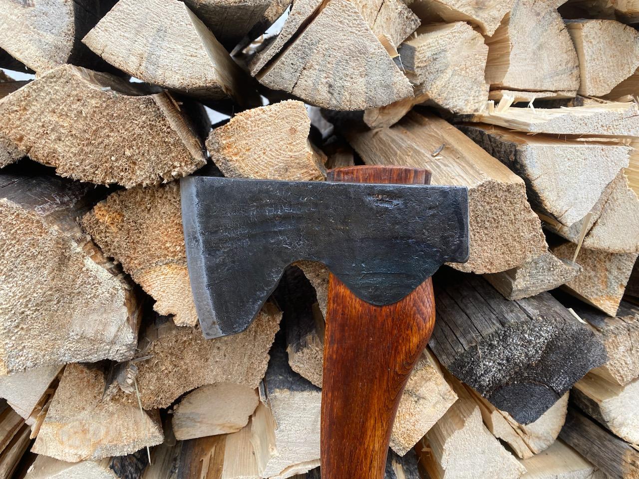 handmade, usa made, usa made axe, hatchet, chopping, wood chopping, outdoor, outdoorsman, survival, backwoodsman, hickory, axe made in america, axes made in the usa, ike bullington, wolf valley forge, valley forge, pack axe, back packing, camping, trail axe, hunting axe, trappers axe, camp axe, bush axe, belt axe, pack axe, leather shoulder rig, chopping axe, leather axe carrier, shoulder sling for axe, carpenter's axe, Wolf Valley Forge, Wolf Valley Forge axe release, Axe Wax, haversack, go back, man purse, man bag, canvas bag, reenactor, reenacting, Trekker Axe, Axe Life