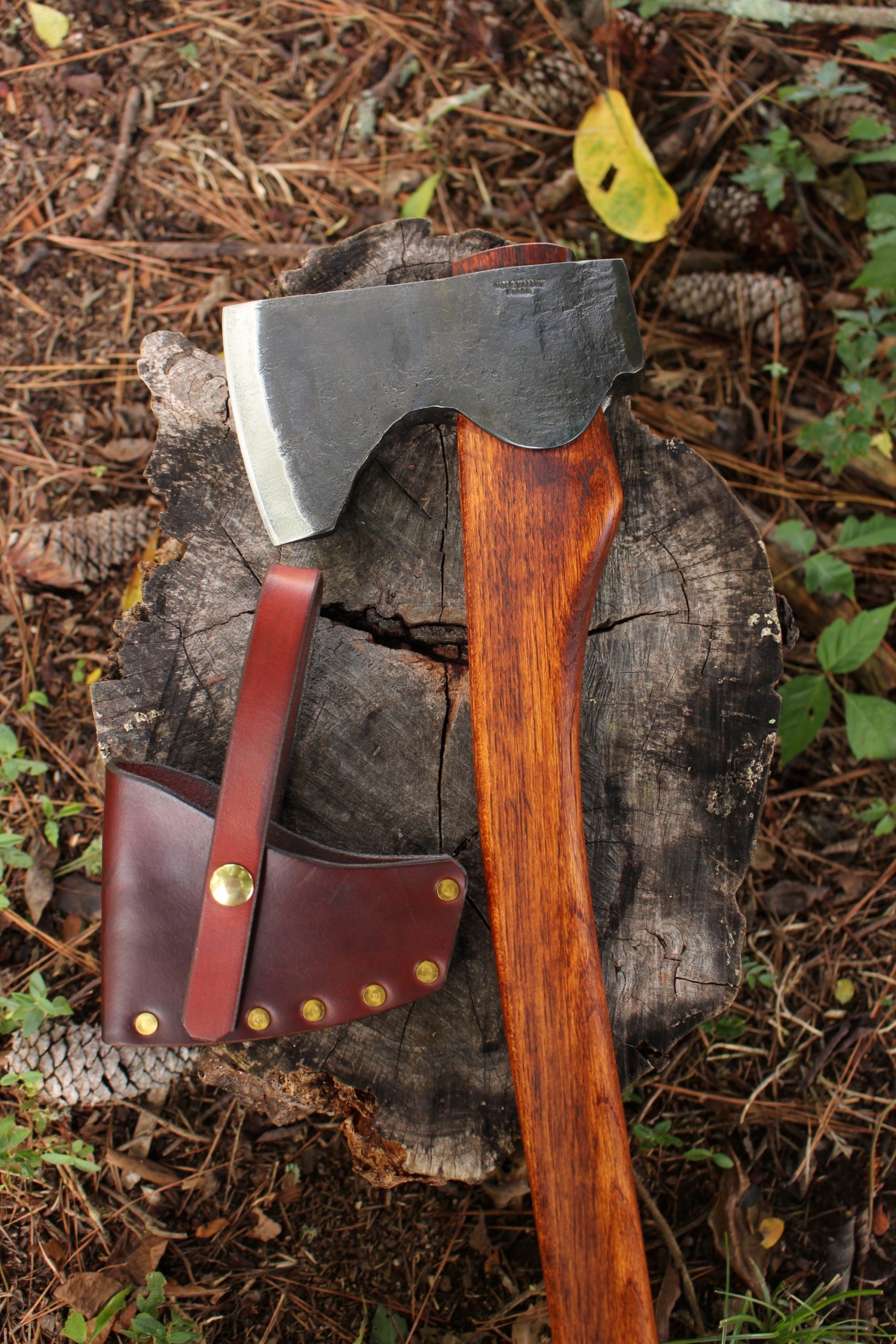 handmade, usa made, usa made axe, hatchet, chopping, wood chopping, outdoor, outdoorsman, survival, backwoodsman, hickory, axe made in america, axes made in the usa, ike bullington, wolf valley forge, valley forge, pack axe, back packing, camping, trail axe, hunting axe, trappers axe, camp axe, bush axe, belt axe, pack axe, leather shoulder rig, chopping axe, leather axe carrier, shoulder sling for axe, carpenter's axe, Wolf Valley Forge, Wolf Valley Forge axe release, Axe Wax, haversack, go back, man purse, man bag, canvas bag, reenactor, reenacting, Trekker Axe, Axe Life