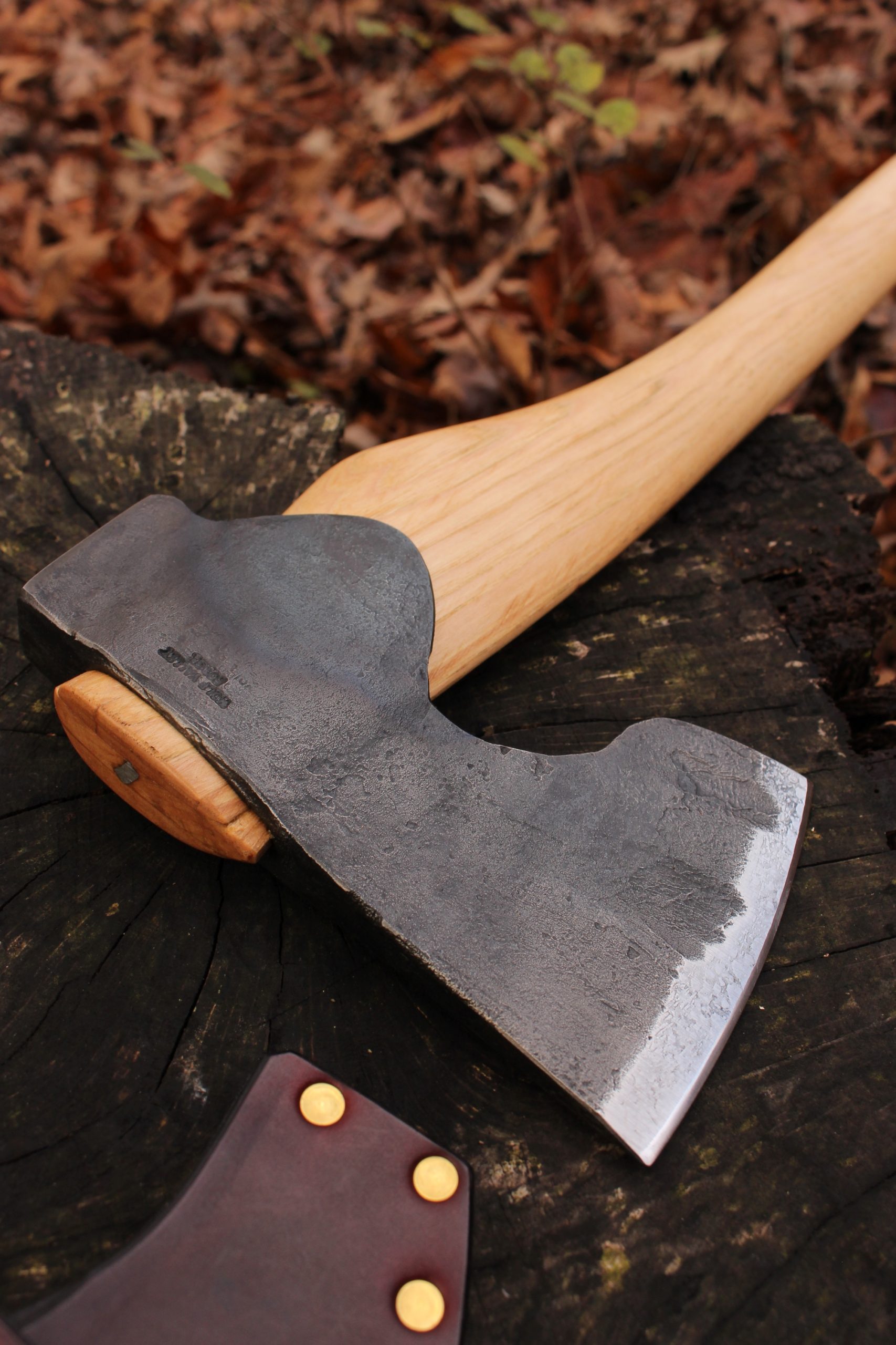 handmade, usa made, usa made axe, hatchet, chopping, wood chopping, outdoor, outdoorsman, survival, backwoodsman, hickory, axe made in america, axes made in the usa, ike bullington, wolf valley forge, valley forge, pack axe, back packing, camping, trail axe, hunting axe, trappers axe, camp axe, bush axe, belt axe, pack axe, leather shoulder rig, chopping axe, leather axe carrier, shoulder sling for axe, carpenter's axe, Wolf Valley Forge, Wolf Valley Forge axe release, Axe Wax, haversack, go back, man purse, man bag, canvas bag, reenactor, reenacting, Trekker Axe, Axe Life, handforged