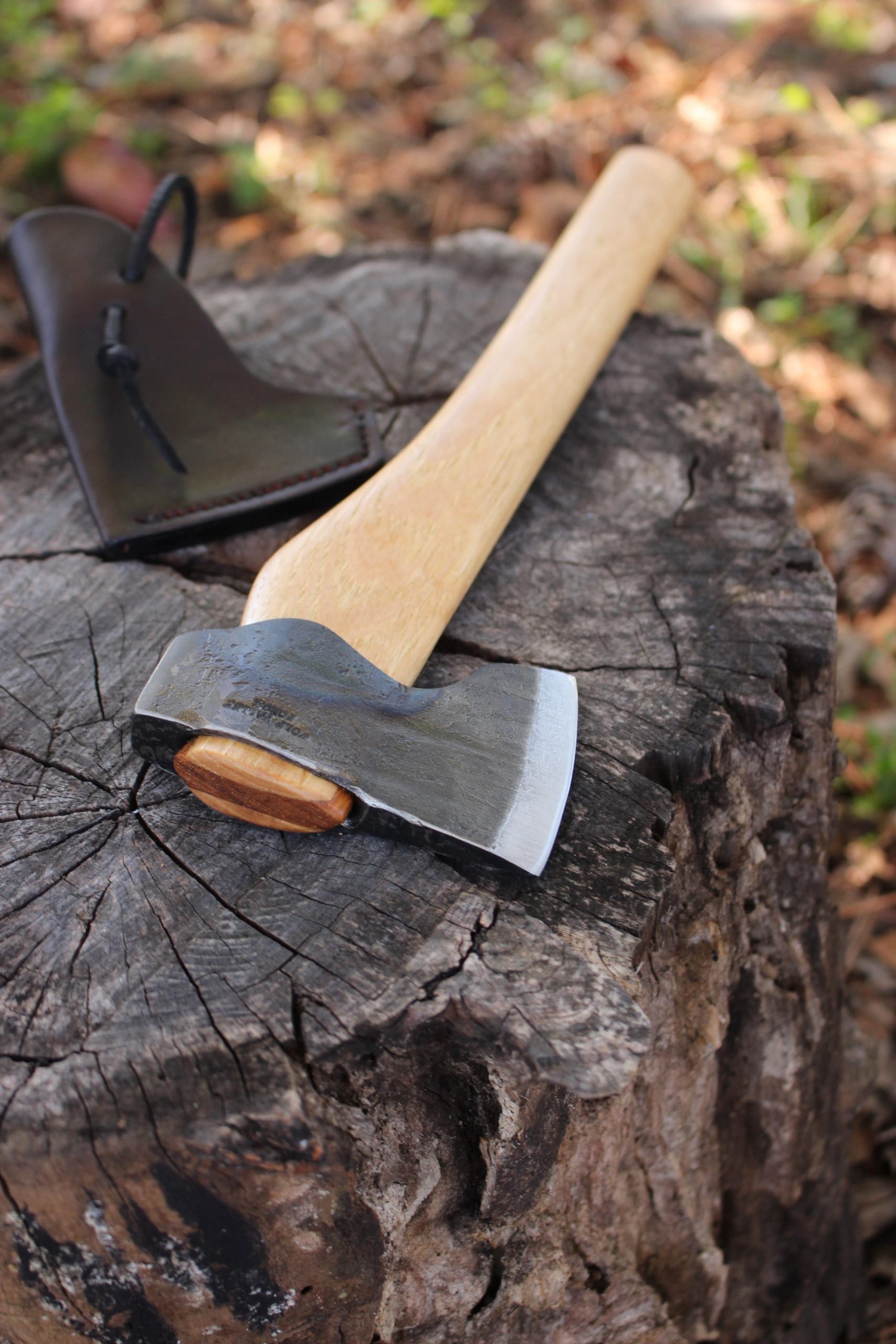 handmade, usa made, usa made axe, hatchet, chopping, wood chopping, outdoor, outdoorsman, survival, backwoodsman, hickory, axe made in america, axes made in the usa, ike bullington, wolf valley forge, valley forge, pack axe, back packing, camping, trail axe, hunting axe, trappers axe, camp axe, bush axe, belt axe, pack axe, leather shoulder rig, chopping axe, leather axe carrier, shoulder sling for axe, carpenter's axe, Wolf Valley Forge, Wolf Valley Forge axe release, Axe Wax, haversack, go back, man purse, man bag, canvas bag, reenactor, reenacting, Trekker Axe, Axe Life