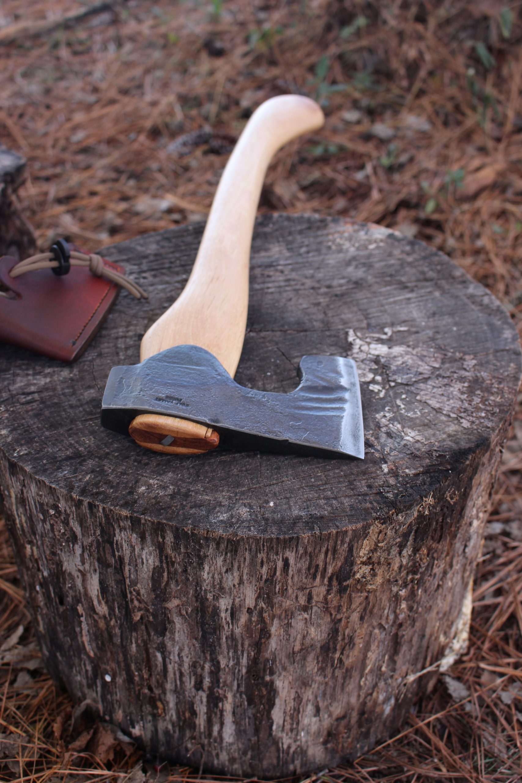 handmade, usa made, usa made axe, hatchet, chopping, wood chopping, outdoor, outdoorsman, survival, backwoodsman, hickory, axe made in america, axes made in the usa, ike bullington, wolf valley forge, valley forge, pack axe, back packing, camping, trail axe, hunting axe, trappers axe, camp axe, bush axe, belt axe, pack axe, leather shoulder rig, chopping axe, leather axe carrier, shoulder sling for axe, carpenter's axe, Wolf Valley Forge, Wolf Valley Forge axe release, Axe Wax, haversack, go back, man purse, man bag, canvas bag, reenactor, reenacting, Trekker Axe, Axe Life