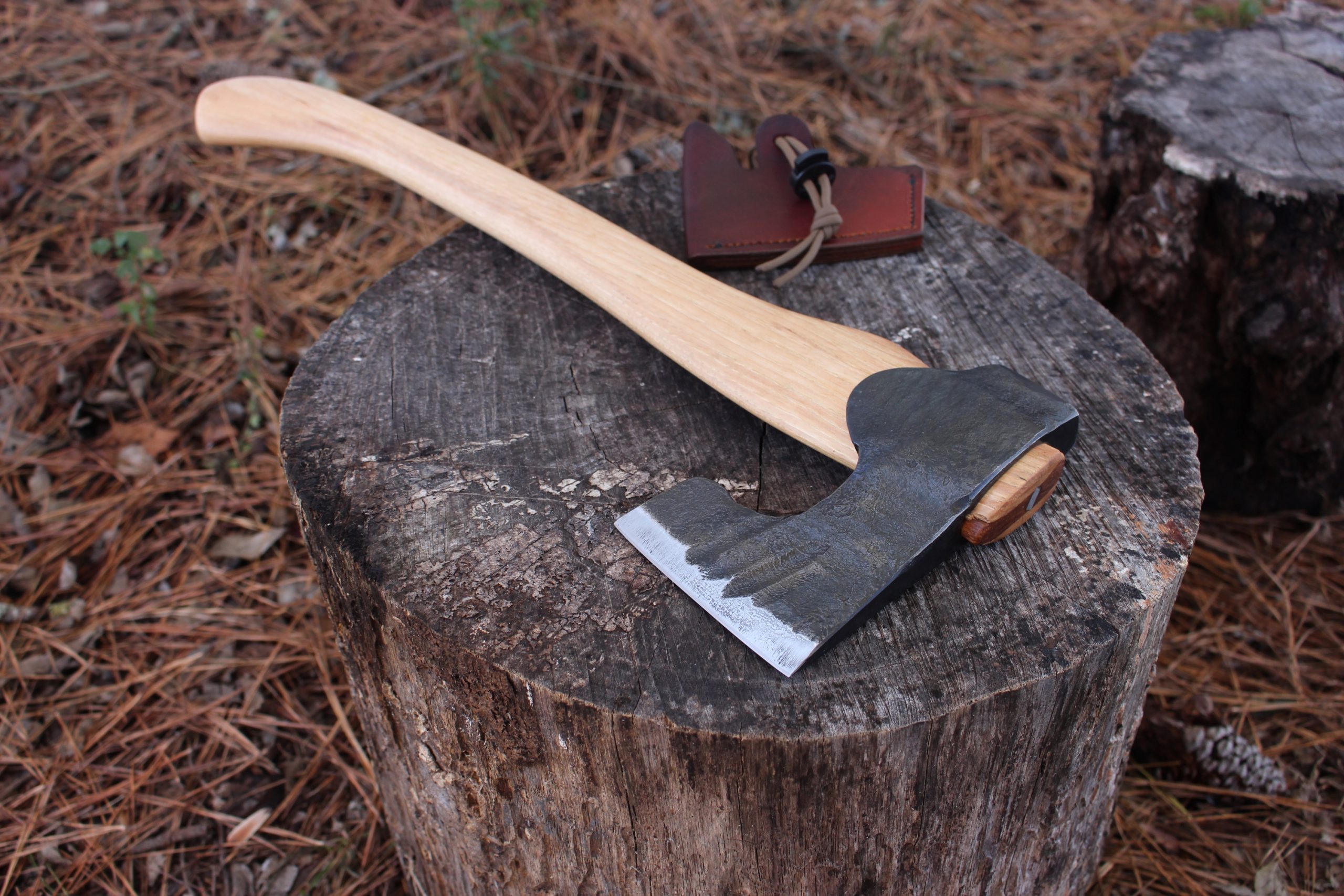 handmade, usa made, usa made axe, hatchet, chopping, wood chopping, outdoor, outdoorsman, survival, backwoodsman, hickory, axe made in america, axes made in the usa, ike bullington, wolf valley forge, valley forge, pack axe, back packing, camping, trail axe, hunting axe, trappers axe, camp axe, bush axe, belt axe, pack axe, leather shoulder rig, chopping axe, leather axe carrier, shoulder sling for axe, carpenter's axe, Wolf Valley Forge, Wolf Valley Forge axe release, Axe Wax, haversack, go bag, man purse, man bag, canvas bag, reenactor, reenacting, Trekker Axe, Axe Life, Splitting Wedge, Handforged, Wedge