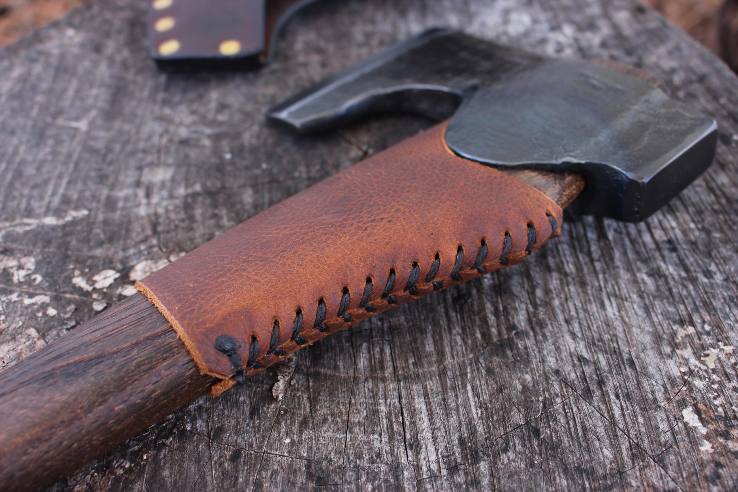 handmade, usa made, usa made axe, hatchet, chopping, wood chopping, outdoor, outdoorsman, survival, backwoodsman, hickory, axe made in america, axes made in the usa, ike bullington, wolf valley forge, valley forge, pack axe, back packing, camping, trail axe, hunting axe, trappers axe, camp axe, bush axe, belt axe, pack axe, leather shoulder rig, chopping axe, leather axe carrier, shoulder sling for axe, carpenter's axe, Wolf Valley Forge, Wolf Valley Forge axe release, Axe Wax, haversack, go back, man purse, man bag, canvas bag, reenactor, reenacting