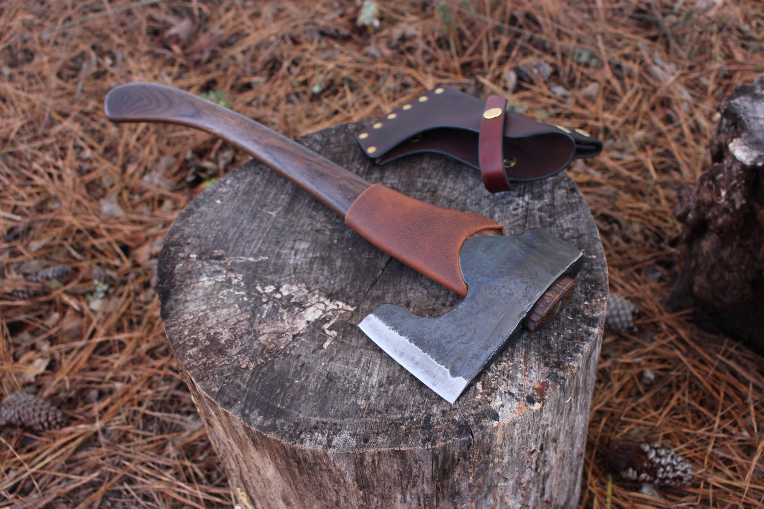 handmade, usa made, usa made axe, hatchet, chopping, wood chopping, outdoor, outdoorsman, survival, backwoodsman, hickory, axe made in america, axes made in the usa, ike bullington, wolf valley forge, valley forge, pack axe, back packing, camping, trail axe, hunting axe, trappers axe, camp axe, bush axe, belt axe, pack axe, leather shoulder rig, chopping axe, leather axe carrier, shoulder sling for axe, carpenter's axe, Wolf Valley Forge, Wolf Valley Forge axe release, Axe Wax, haversack, go back, man purse, man bag, canvas bag, reenactor, reenacting