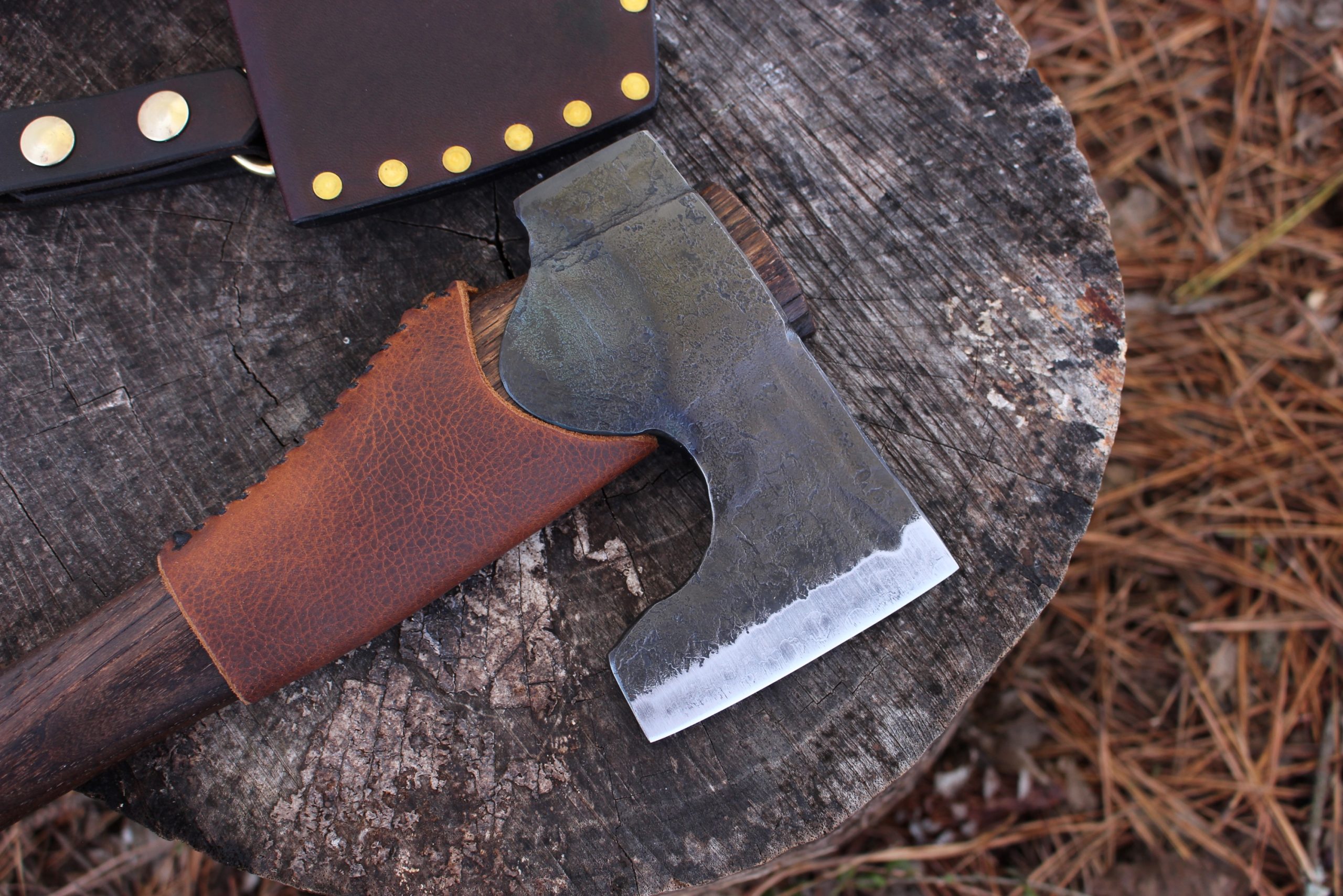 handmade, usa made, usa made axe, hatchet, chopping, wood chopping, outdoor, outdoorsman, survival, backwoodsman, hickory, axe made in america, axes made in the usa, ike bullington, wolf valley forge, valley forge, pack axe, back packing, camping, trail axe, hunting axe, trappers axe, camp axe, bush axe, belt axe, pack axe, leather shoulder rig, chopping axe, leather axe carrier, shoulder sling for axe, carpenter's axe, Wolf Valley Forge, Wolf Valley Forge axe release, Axe Wax, haversack, go back, man purse, man bag, canvas bag, reenactor, reenacting