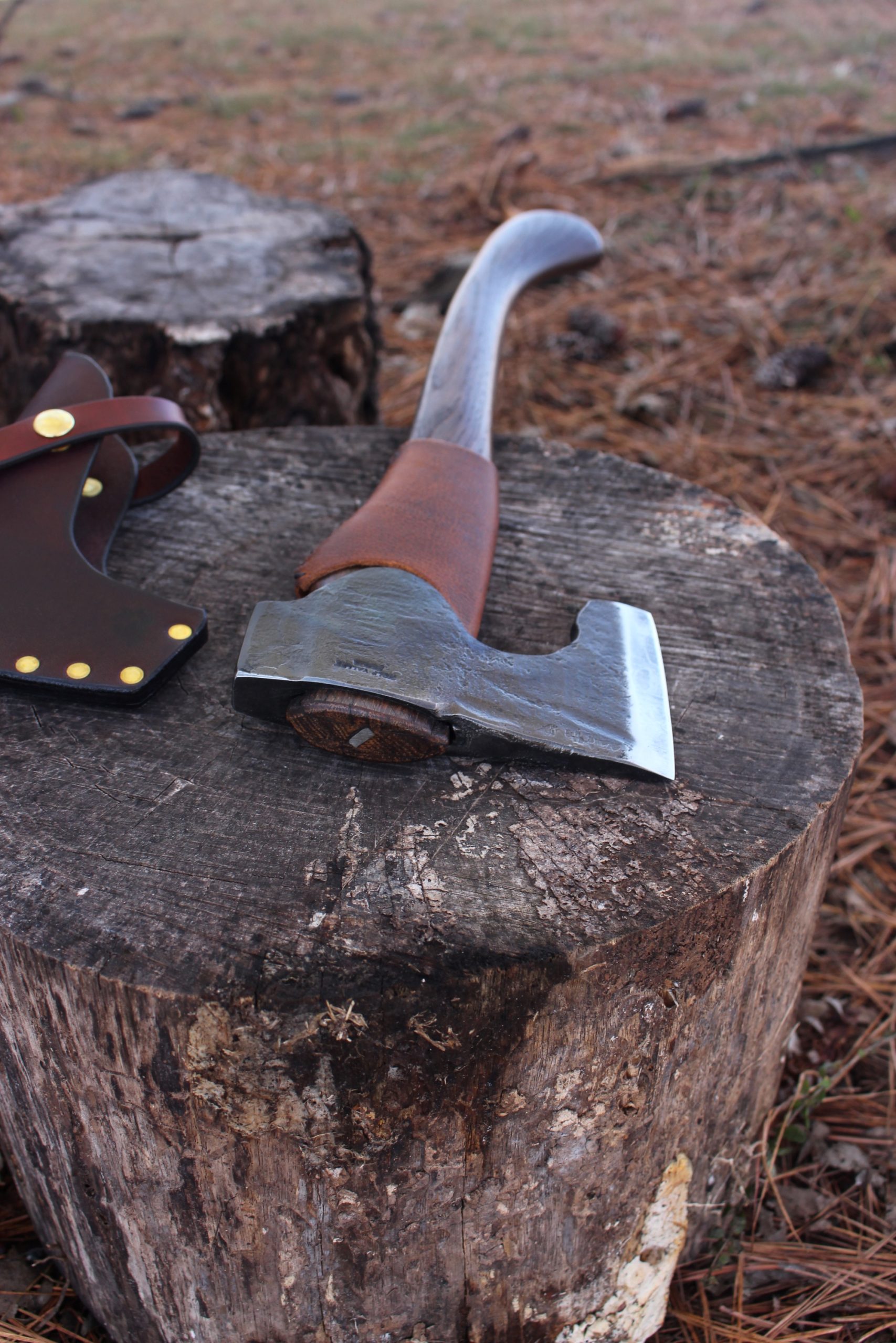 handmade, usa made, usa made axe, hatchet, chopping, wood chopping, outdoor, outdoorsman, survival, backwoodsman, hickory, axe made in america, axes made in the usa, ike bullington, wolf valley forge, valley forge, pack axe, back packing, camping, trail axe, hunting axe, trappers axe, camp axe, bush axe, belt axe, pack axe, leather shoulder rig, chopping axe, leather axe carrier, shoulder sling for axe, carpenter's axe, Wolf Valley Forge, Wolf Valley Forge axe release, Axe Wax, haversack, go back, man purse, man bag, canvas bag, reenactor, reenacting