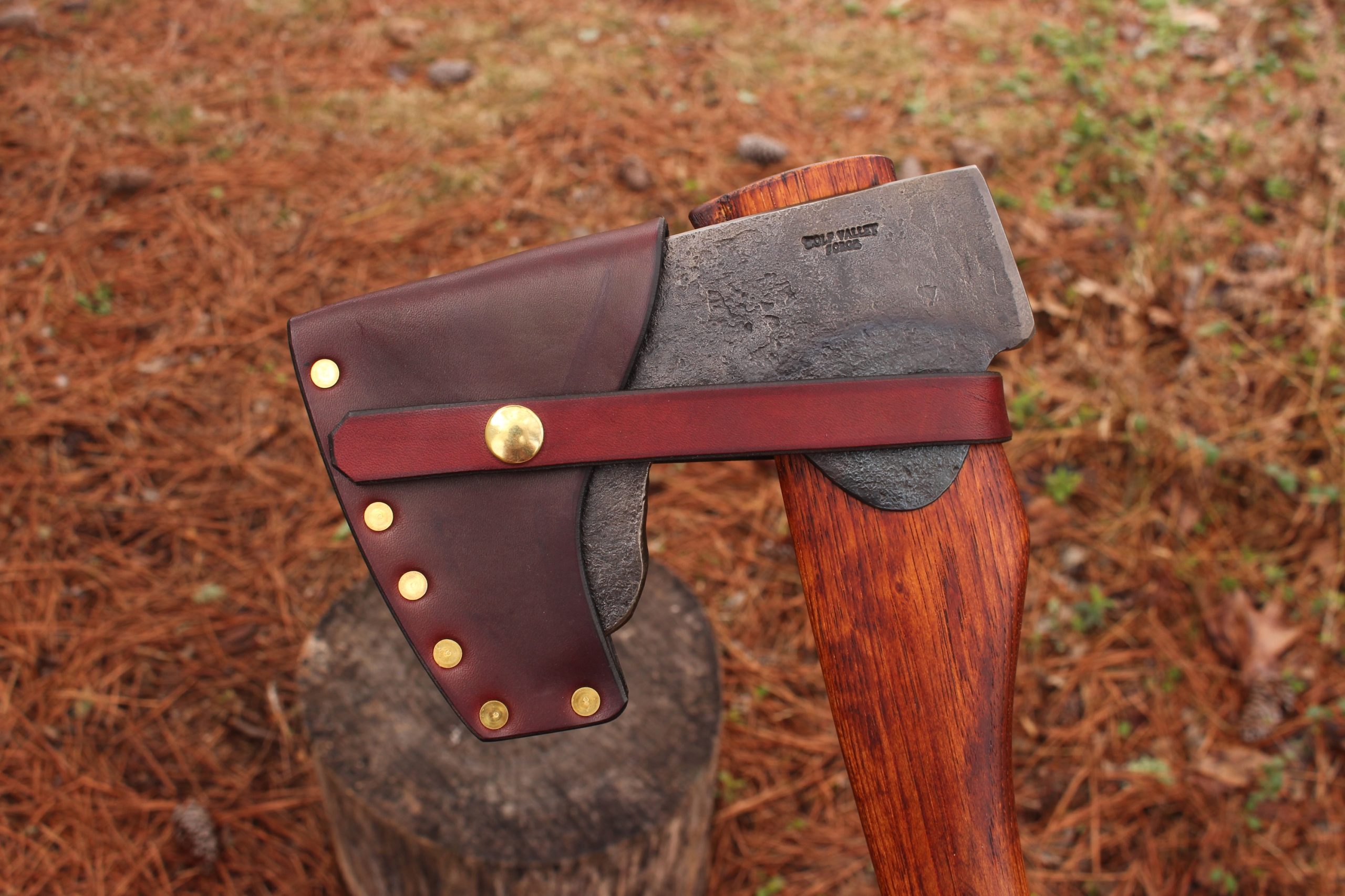 handmade, usa made, usa made axe, hatchet, chopping, wood chopping, outdoor, outdoorsman, survival, backwoodsman, hickory, axe made in america, axes made in the usa, ike bullington, wolf valley forge, valley forge, pack axe, back packing, camping, trail axe, hunting axe, trappers axe, camp axe, bush axe, belt axe, pack axe, leather shoulder rig, chopping axe, leather axe carrier, shoulder sling for axe, carpenter's axe, Wolf Valley Forge, Wolf Valley Forge axe release, Axe Wax, haversack, go back, man purse, man bag, canvas bag, reenactor, reenacting