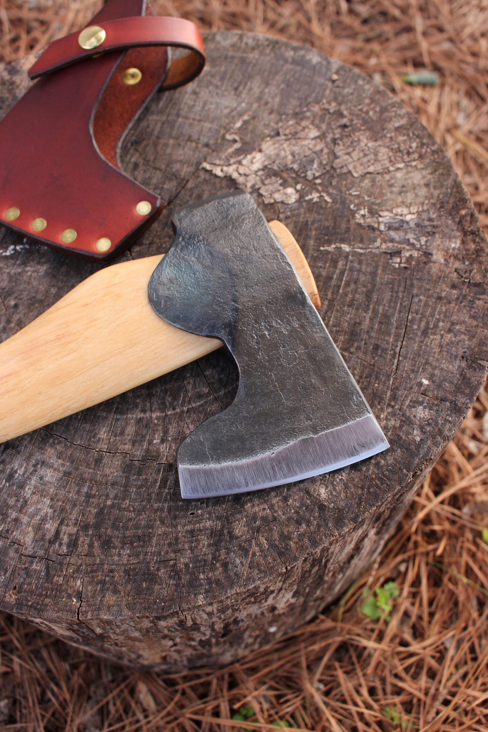 handmade, usa made, usa made axe, hatchet, chopping, wood chopping, outdoor, outdoorsman, survival, backwoodsman, hickory, axe made in america, axes made in the usa, ike bullington, wolf valley forge, valley forge, pack axe, back packing, camping, trail axe, hunting axe, trappers axe, camp axe, bush axe, belt axe, pack axe, leather shoulder rig, chopping axe, leather axe carrier, shoulder sling for axe, carpenter's axe, Wolf Valley Forge, Wolf Valley Forge axe release, Axe Wax, haversack, go back, man purse, man bag, canvas bag, reenactor, reenacting