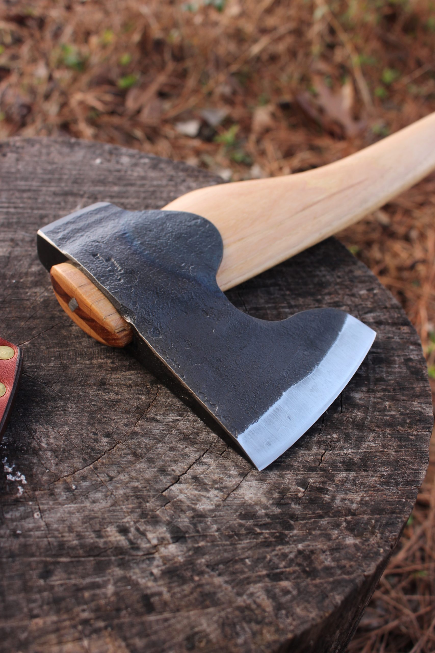 handmade, usa made, usa made axe, hatchet, chopping, wood chopping, outdoor, outdoorsman, survival, backwoodsman, hickory, axe made in america, axes made in the usa, ike bullington, wolf valley forge, valley forge, pack axe, back packing, camping, trail axe, hunting axe, trappers axe, camp axe, bush axe, belt axe, pack axe, leather shoulder rig, chopping axe, leather axe carrier, shoulder sling for axe, carpenter's axe, Wolf Valley Forge, Wolf Valley Forge axe release, Axe Wax, haversack, go back, man purse, man bag, canvas bag, reenactor, reenacting