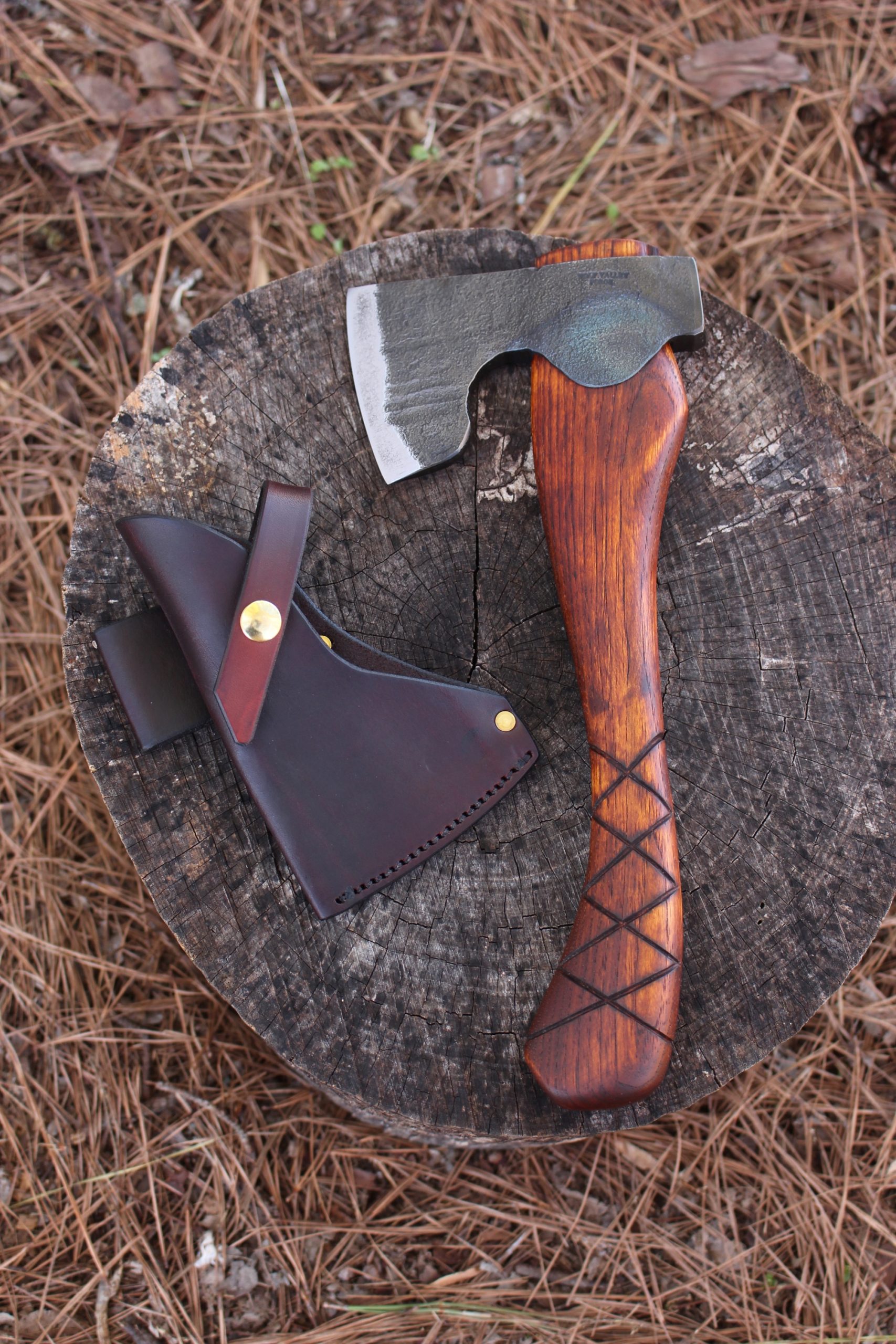 handmade, usa made, usa made axe, hatchet, chopping, wood chopping, outdoor, outdoorsman, survival, backwoodsman, hickory, axe made in america, axes made in the usa, ike bullington, wolf valley forge, valley forge, pack axe, back packing, camping, trail axe, hunting axe, trappers axe, camp axe, bush axe, belt axe, pack axe, leather shoulder rig, chopping axe, leather axe carrier, shoulder sling for axe, carpenter's axe, Wolf Valley Forge, Wolf Valley Forge axe release, Axe Wax, haversack, go back, man purse, man bag, canvas bag, reenactor, reenacting