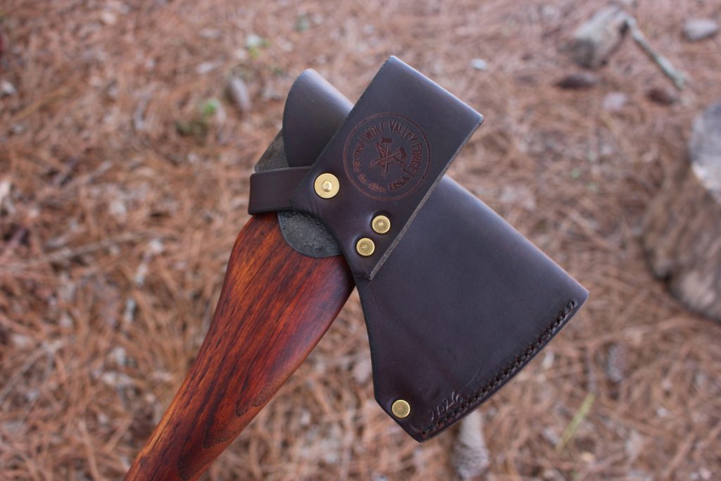 handmade, usa made, usa made axe, hatchet, chopping, wood chopping, outdoor, outdoorsman, survival, backwoodsman, hickory, axe made in america, axes made in the usa, ike bullington, wolf valley forge, valley forge, pack axe, back packing, camping, trail axe, hunting axe, trappers axe, camp axe, bush axe, belt axe, pack axe, leather shoulder rig, chopping axe, leather axe carrier, shoulder sling for axe, carpenter's axe, Wolf Valley Forge, Wolf Valley Forge axe release, Axe Wax, haversack, go back, man purse, man bag, canvas bag, reenactor, reenacting