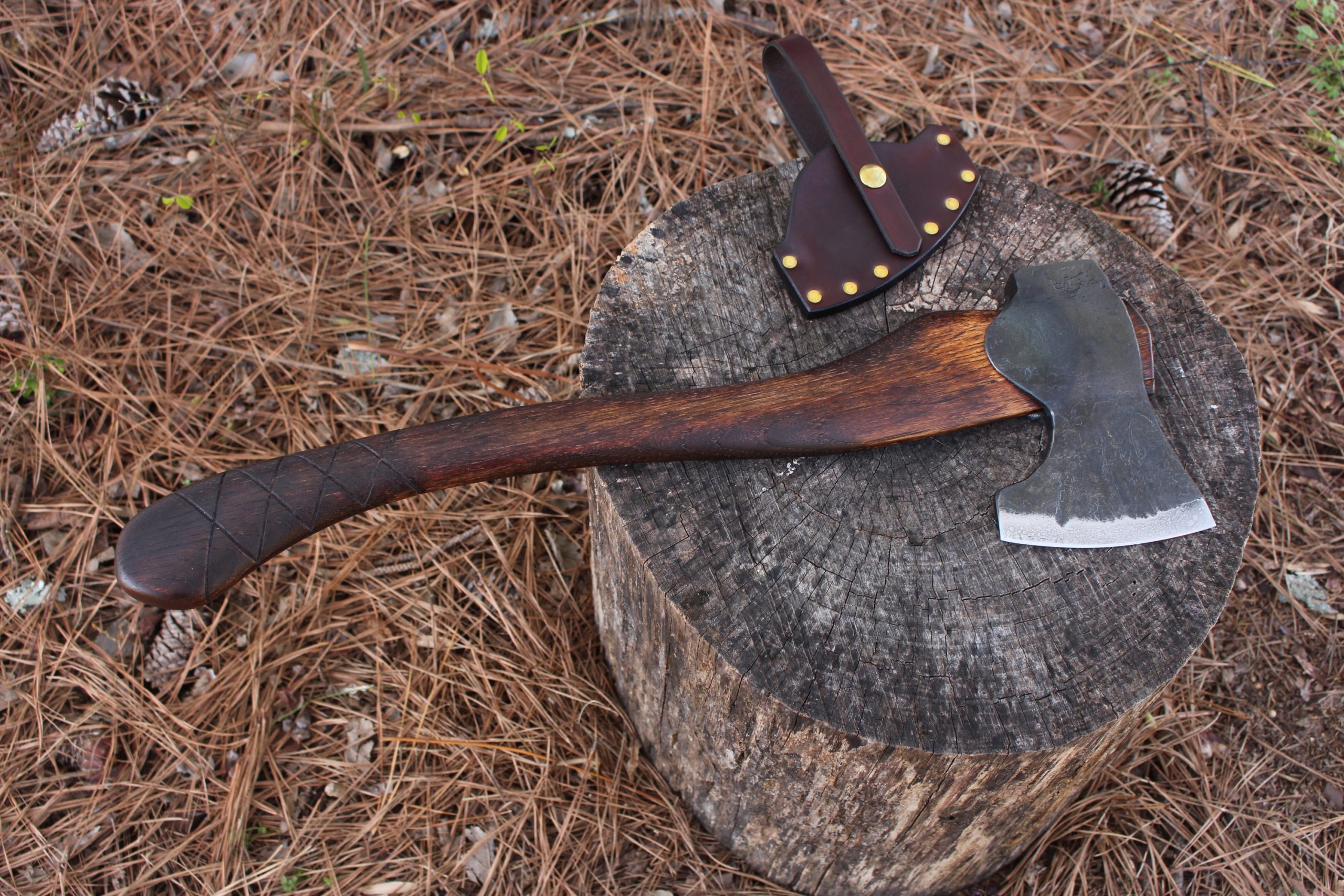 handmade, usa made, usa made axe, hatchet, chopping, wood chopping, outdoor, outdoorsman, survival, backwoodsman, hickory, axe made in america, axes made in the usa, ike bullington, wolf valley forge, valley forge, pack axe, back packing, camping, trail axe, hunting axe, trappers axe, camp axe, bush axe, belt axe, pack axe, leather shoulder rig, chopping axe, leather axe carrier, shoulder sling for axe, carpenter's axe, Wolf Valley Forge, Wolf Valley Forge axe release, Axe Wax, haversack, go bag, man purse, man bag, canvas bag, reenactor, reenacting, Trekker Axe, Axe Life, Splitting Wedge, Handforged, Wedge