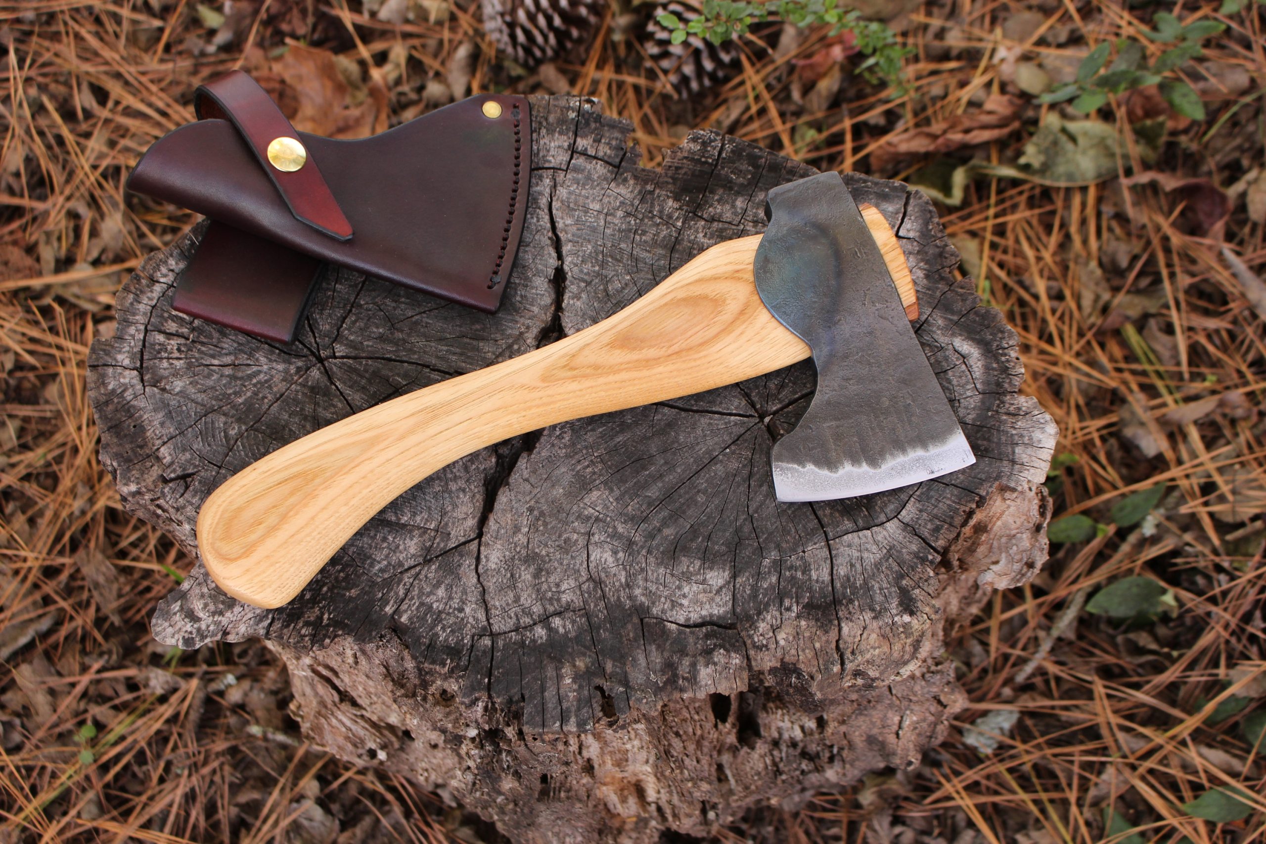 handmade, usa made, usa made axe, hatchet, chopping, wood chopping, outdoor, outdoorsman, survival, backwoodsman, hickory, axe made in america, axes made in the usa, ike bullington, wolf valley forge, valley forge, pack axe, back packing, camping, trail axe, hunting axe, trappers axe, camp axe, bush axe, belt axe, pack axe, leather shoulder rig, chopping axe, leather axe carrier, shoulder sling for axe, carpenter's axe, Wolf Valley Forge, Wolf Valley Forge axe release, Axe Wax, haversack, go bag, man purse, man bag, canvas bag, reenactor, reenacting, Trekker Axe, Axe Life, Splitting Wedge, Handforged, Wedge