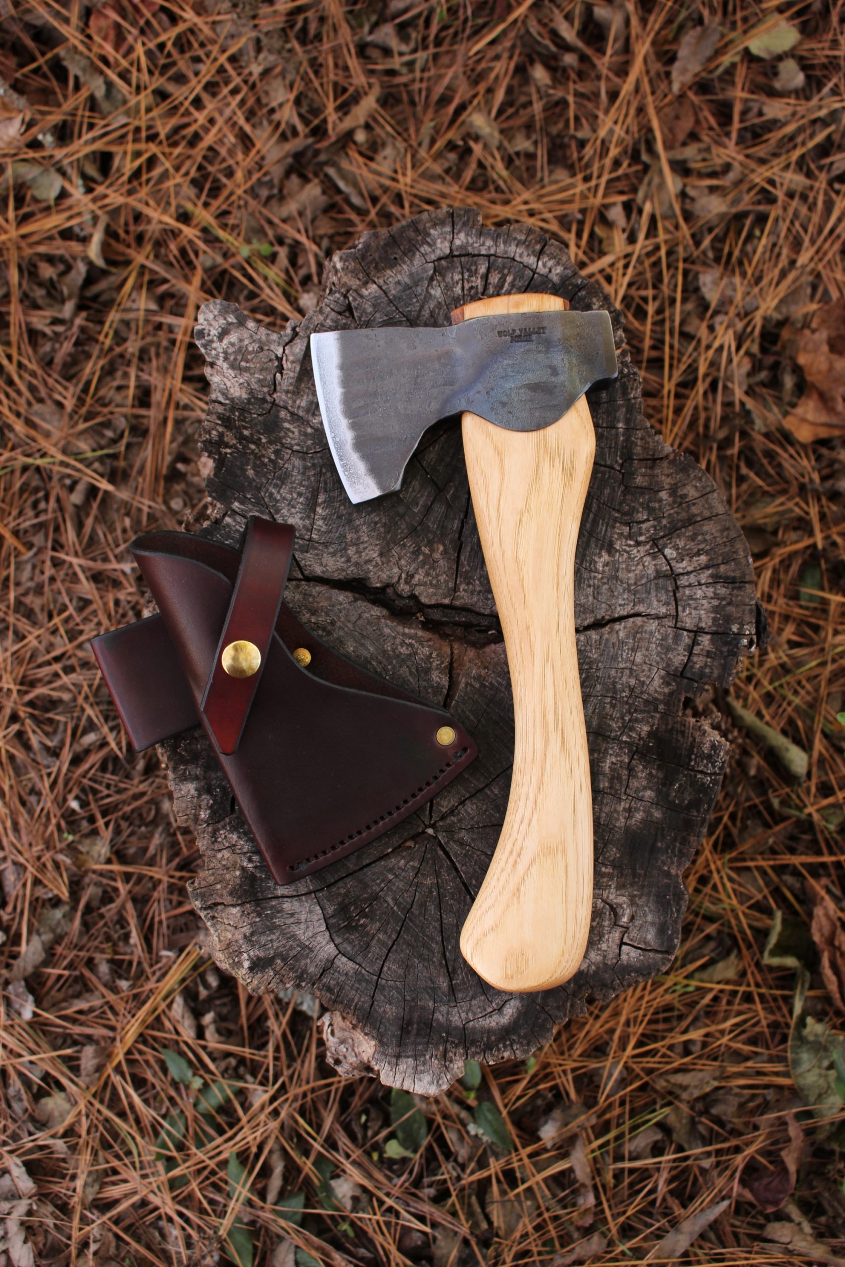 handmade, usa made, usa made axe, hatchet, chopping, wood chopping, outdoor, outdoorsman, survival, backwoodsman, hickory, axe made in america, axes made in the usa, ike bullington, wolf valley forge, valley forge, pack axe, back packing, camping, trail axe, hunting axe, trappers axe, camp axe, bush axe, belt axe, pack axe, leather shoulder rig, chopping axe, leather axe carrier, shoulder sling for axe, carpenter's axe, Wolf Valley Forge, Wolf Valley Forge axe release, Axe Wax, haversack, go bag, man purse, man bag, canvas bag, reenactor, reenacting, Trekker Axe, Axe Life, Splitting Wedge, Handforged, Wedge