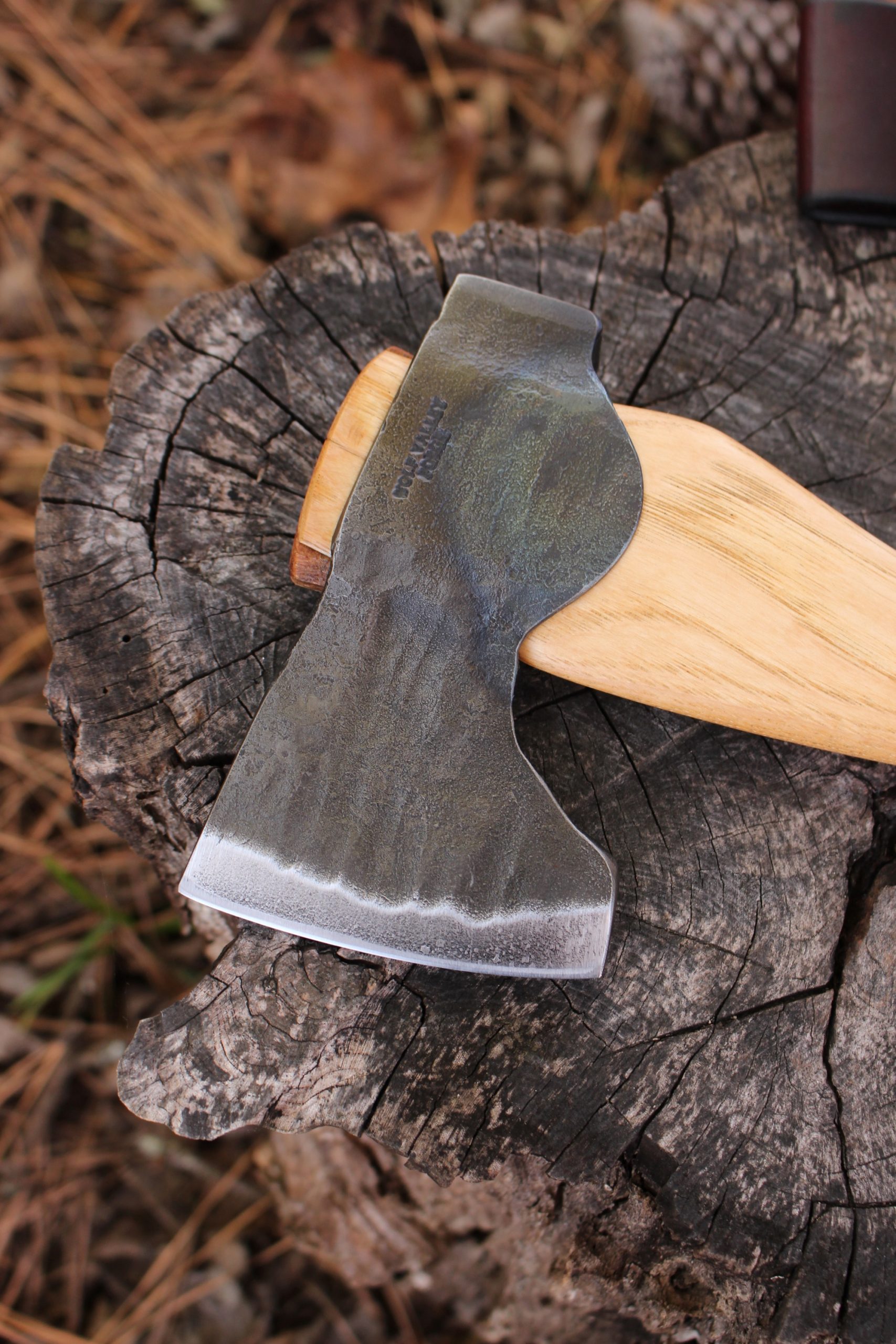 handmade, usa made, usa made axe, hatchet, chopping, wood chopping, outdoor, outdoorsman, survival, backwoodsman, hickory, axe made in america, axes made in the usa, ike bullington, wolf valley forge, valley forge, pack axe, back packing, camping, trail axe, hunting axe, trappers axe, camp axe, bush axe, belt axe, pack axe, leather shoulder rig, chopping axe, leather axe carrier, shoulder sling for axe, carpenter's axe, Wolf Valley Forge, Wolf Valley Forge axe release, Axe Wax, haversack, go bag, man purse, man bag, canvas bag, reenactor, reenacting, Trekker Axe, Axe Life, Splitting Wedge, Handforged, Wedge