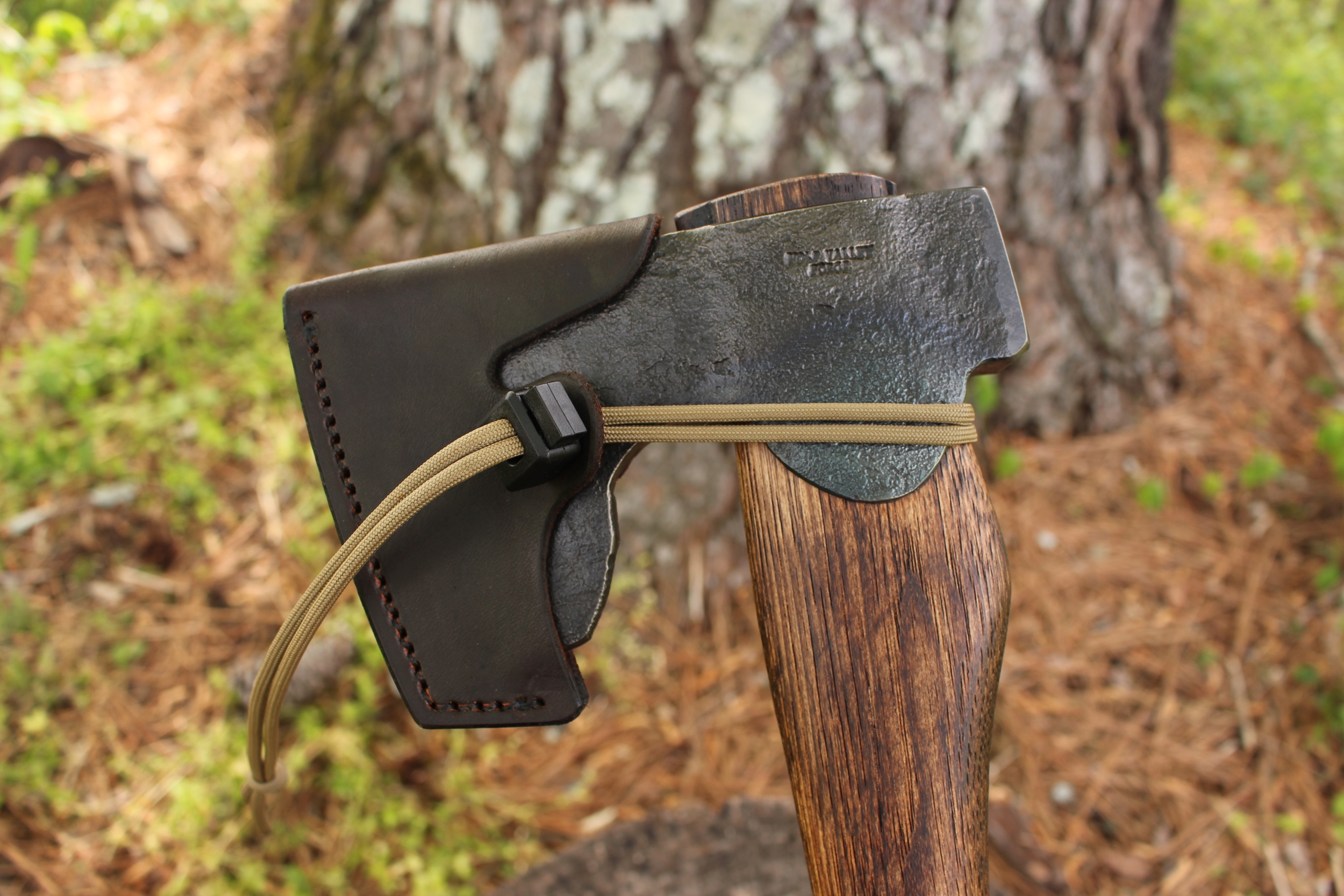 handmade, usa made, usa made axe, hatchet, chopping, wood chopping, outdoor, outdoorsman, survival, backwoodsman, hickory, axe made in amera, axes made in the usa, ike bullington, wolf valley forge, valley forge, pack axe, back packing, camping, trail axe, hunting axe, trappers axe, camp axe, bush axe, belt axe, pack axe, leather shoulder rig, chopping axe, leather axe carrier, shoulder sling for axe, Carpenter's Axe, New Wolf Valley Forge Axe Release, WVF