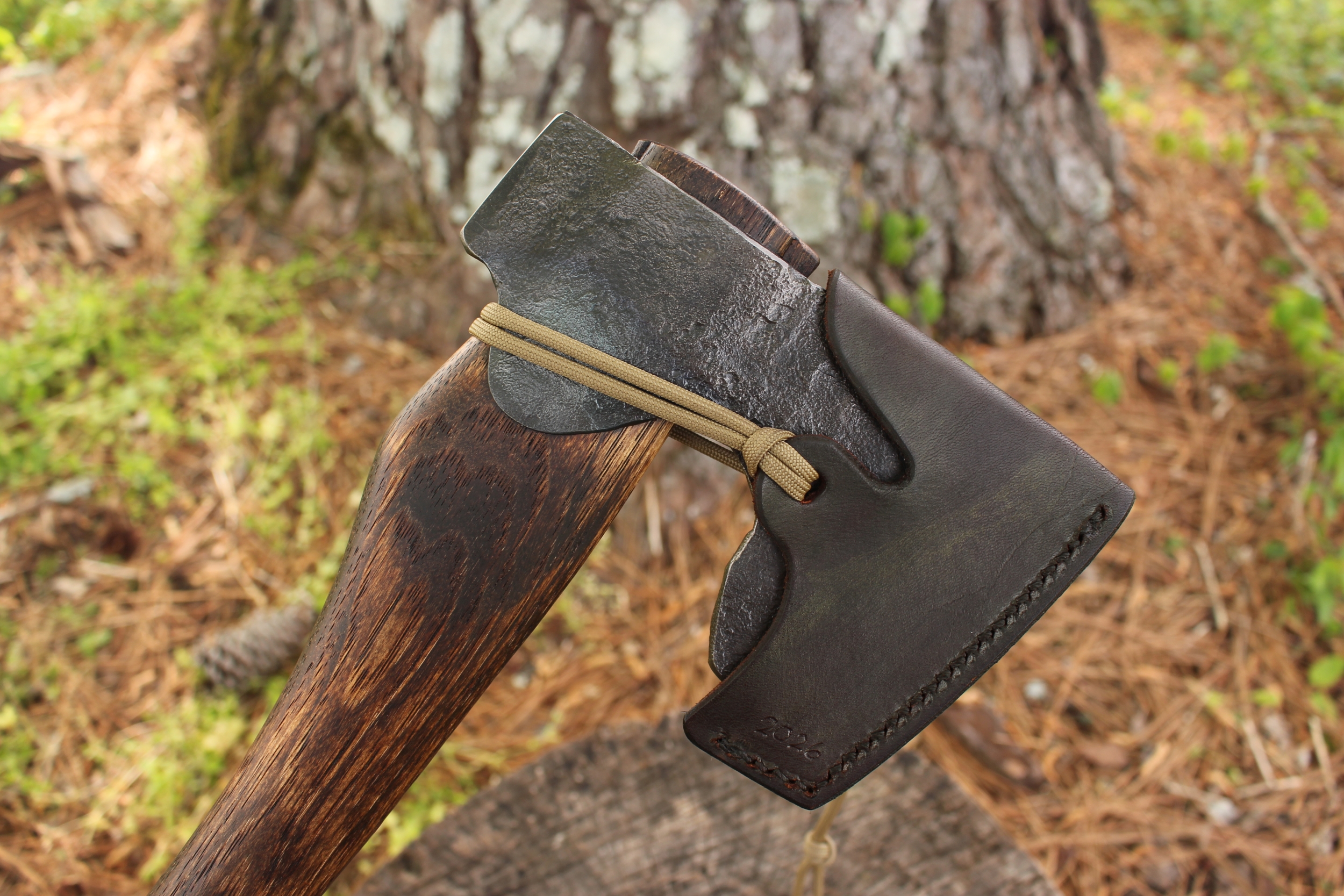 handmade, usa made, usa made axe, hatchet, chopping, wood chopping, outdoor, outdoorsman, survival, backwoodsman, hickory, axe made in amera, axes made in the usa, ike bullington, wolf valley forge, valley forge, pack axe, back packing, camping, trail axe, hunting axe, trappers axe, camp axe, bush axe, belt axe, pack axe, leather shoulder rig, chopping axe, leather axe carrier, shoulder sling for axe, Carpenter's Axe, New Wolf Valley Forge Axe Release, WVF