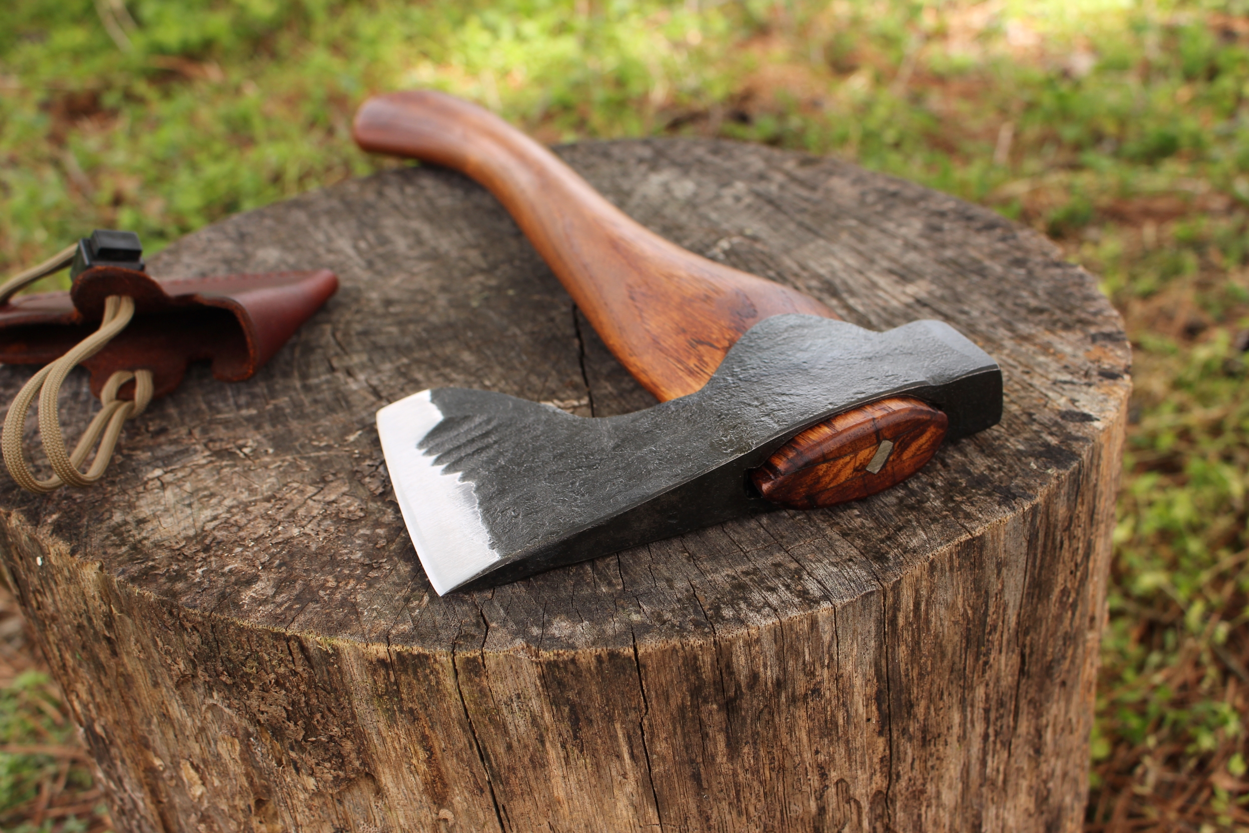 handmade, usa made, usa made axe, hatchet, chopping, wood chopping, outdoor, outdoorsman, survival, backwoodsman, hickory, axe made in amera, axes made in the usa, ike bullington, wolf valley forge, valley forge, pack axe, back packing, camping, trail axe, hunting axe, trappers axe, camp axe, bush axe, belt axe, pack axe, leather shoulder rig, chopping axe, leather axe carrier, shoulder sling for axe, Carpenter's Axe, New Wolf Valley Forge Axe Release, WVF