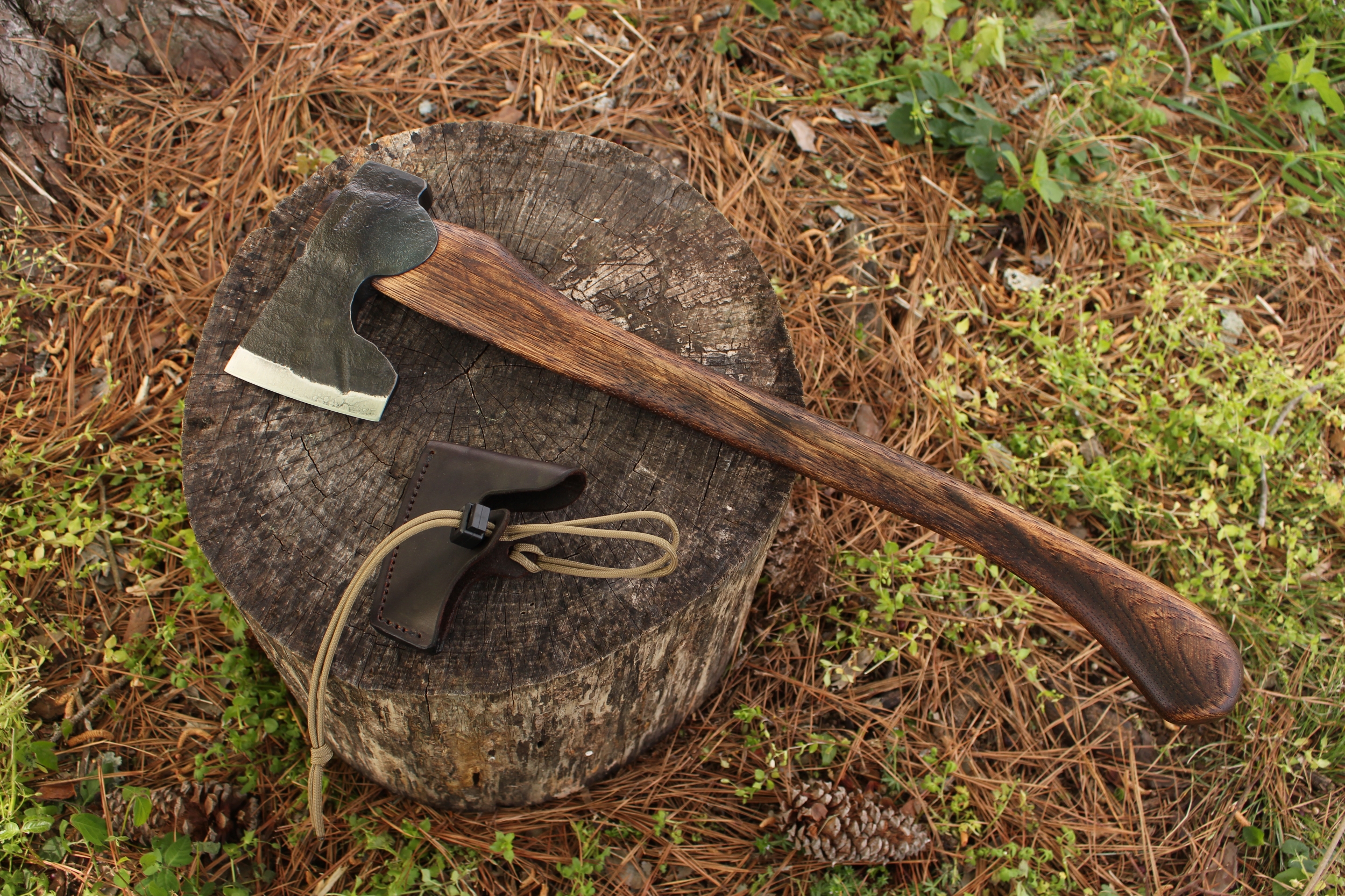 handmade, usa made, usa made axe, hatchet, chopping, wood chopping, outdoor, outdoorsman, survival, backwoodsman, hickory, axe made in amera, axes made in the usa, ike bullington, wolf valley forge, valley forge, pack axe, back packing, camping, trail axe, hunting axe, trappers axe, camp axe, bush axe, belt axe, pack axe, leather shoulder rig, chopping axe, leather axe carrier, shoulder sling for axe, Carpenter's Axe, New Wolf Valley Forge Axe Release, WVF