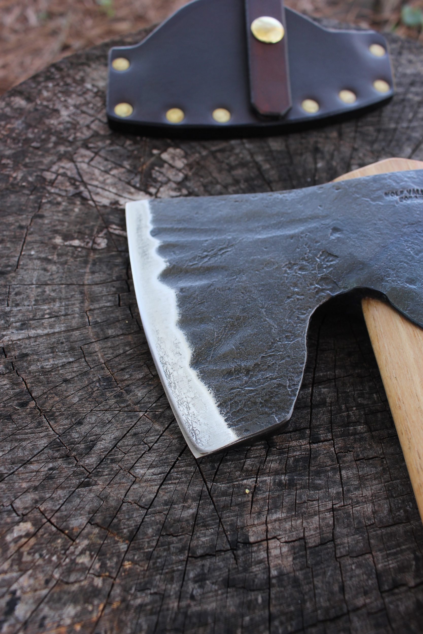 handmade, usa made, usa made axe, hatchet, chopping, wood chopping, outdoor, outdoorsman, survival, backwoodsman, hickory, axe made in amera, axes made in the usa, ike bullington, wolf valley forge, valley forge, pack axe, back packing, camping, trail axe, hunting axe, trappers axe, camp axe, bush axe, belt axe, pack axe, leather shoulder rig, chopping axe, leather axe carrier, shoulder sling for axe, Carpenter's Axe, New Wolf Valley Forge Axe Release, WVF