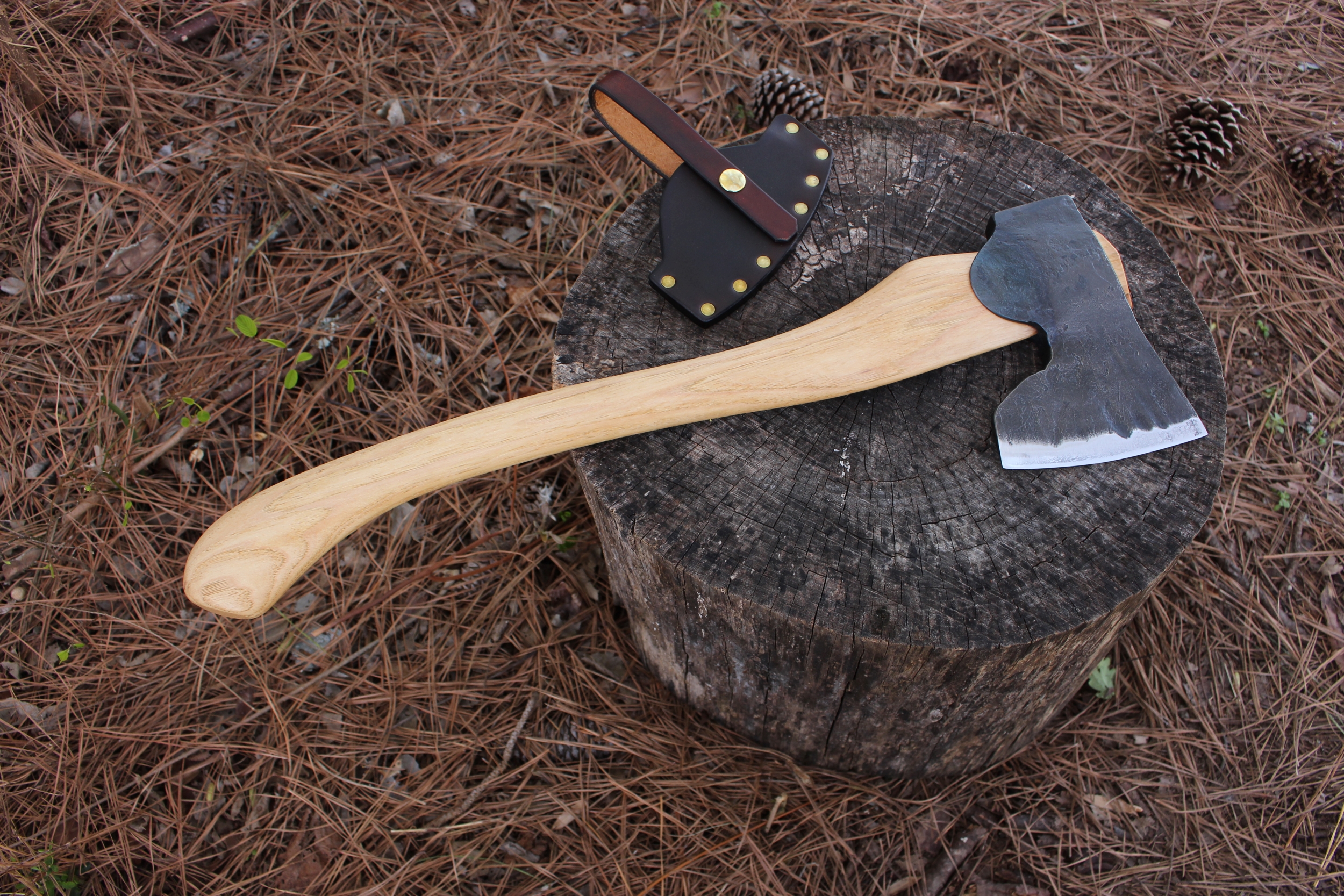 handmade, usa made, usa made axe, hatchet, chopping, wood chopping, outdoor, outdoorsman, survival, backwoodsman, hickory, axe made in amera, axes made in the usa, ike bullington, wolf valley forge, valley forge, pack axe, back packing, camping, trail axe, hunting axe, trappers axe, camp axe, bush axe, belt axe, pack axe, leather shoulder rig, chopping axe, leather axe carrier, shoulder sling for axe, Carpenter's Axe, New Wolf Valley Forge Axe Release, WVF