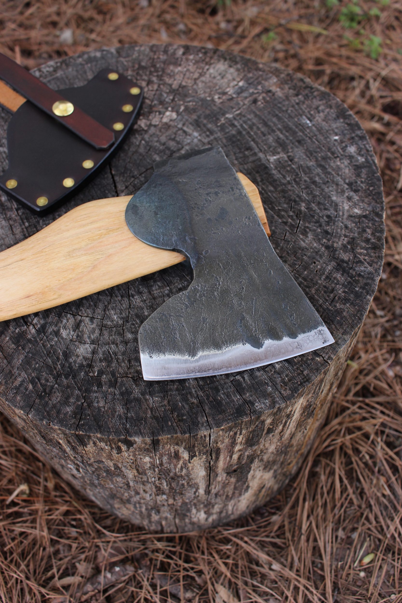 handmade, usa made, usa made axe, hatchet, chopping, wood chopping, outdoor, outdoorsman, survival, backwoodsman, hickory, axe made in amera, axes made in the usa, ike bullington, wolf valley forge, valley forge, pack axe, back packing, camping, trail axe, hunting axe, trappers axe, camp axe, bush axe, belt axe, pack axe, leather shoulder rig, chopping axe, leather axe carrier, shoulder sling for axe, Carpenter's Axe, New Wolf Valley Forge Axe Release, WVF