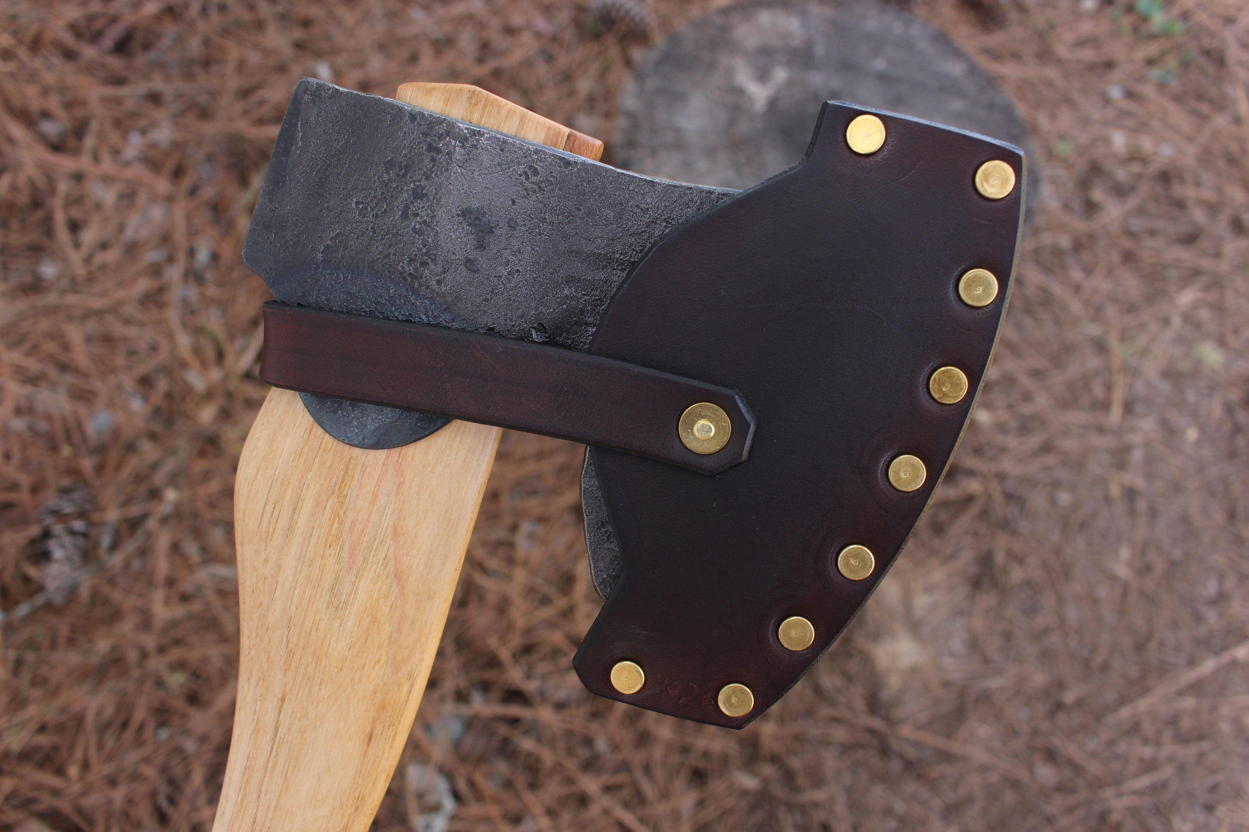 handmade, usa made, usa made axe, hatchet, chopping, wood chopping, outdoor, outdoorsman, survival, backwoodsman, hickory, axe made in amera, axes made in the usa, ike bullington, wolf valley forge, valley forge, pack axe, back packing, camping, trail axe, hunting axe, trappers axe, camp axe, bush axe, belt axe, pack axe, leather shoulder rig, chopping axe, leather axe carrier, shoulder sling for axe, Carpenter's Axe, New Wolf Valley Forge Axe Release, WVF