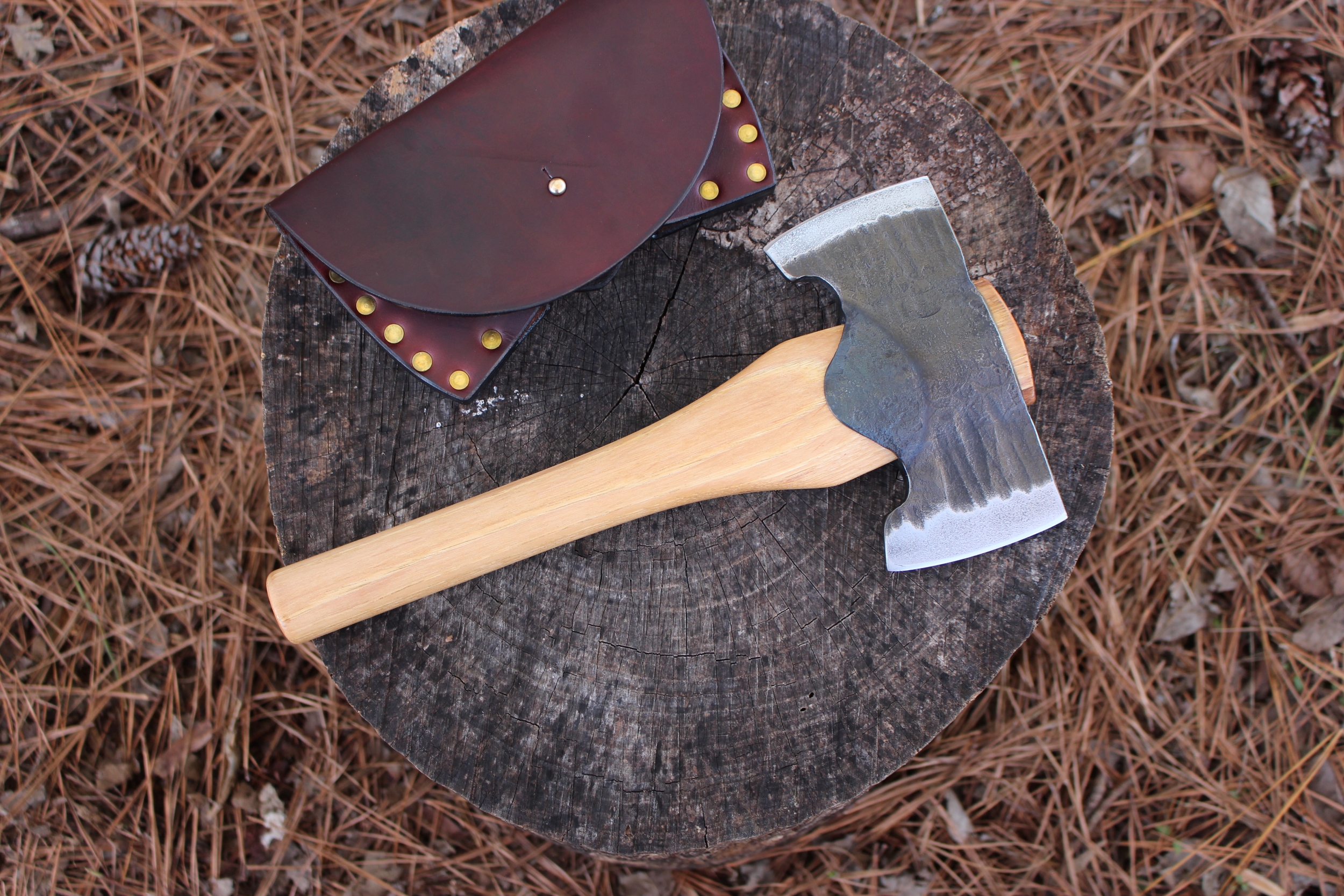 handmade, usa made, usa made axe, hatchet, chopping, wood chopping, outdoor, outdoorsman, survival, backwoodsman, hickory, axe made in america, axes made in the usa, ike bullington, nessmuk reproduction, wolf valley forge, valley forge, pack axe, back packing, camping, trail axe, hunting axe, trappers axe, camp axe, bush axe, belt axe, pack axe, leather shoulder rig, chopping axe, leather axe carrier, shoulder sling for axe, carpenter's axe, Wolf Valley Forge, Wolf Valley Forge axe release, Axe Wax, haversack, go bag, man purse, man bag, canvas bag, reenactor, reenacting, Trekker Axe, Axe Life, Splitting Wedge, Handforged, Wedge