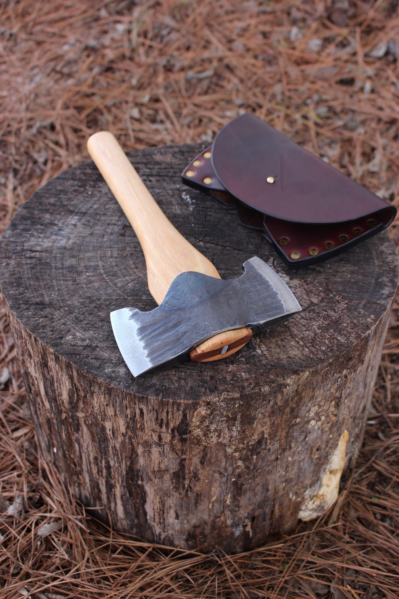 handmade, usa made, usa made axe, hatchet, chopping, wood chopping, outdoor, outdoorsman, survival, backwoodsman, hickory, axe made in america, axes made in the usa, ike bullington, nessmuk reproduction, wolf valley forge, valley forge, pack axe, back packing, camping, trail axe, hunting axe, trappers axe, camp axe, bush axe, belt axe, pack axe, leather shoulder rig, chopping axe, leather axe carrier, shoulder sling for axe, carpenter's axe, Wolf Valley Forge, Wolf Valley Forge axe release, Axe Wax, haversack, go bag, man purse, man bag, canvas bag, reenactor, reenacting, Trekker Axe, Axe Life, Splitting Wedge, Handforged, Wedge